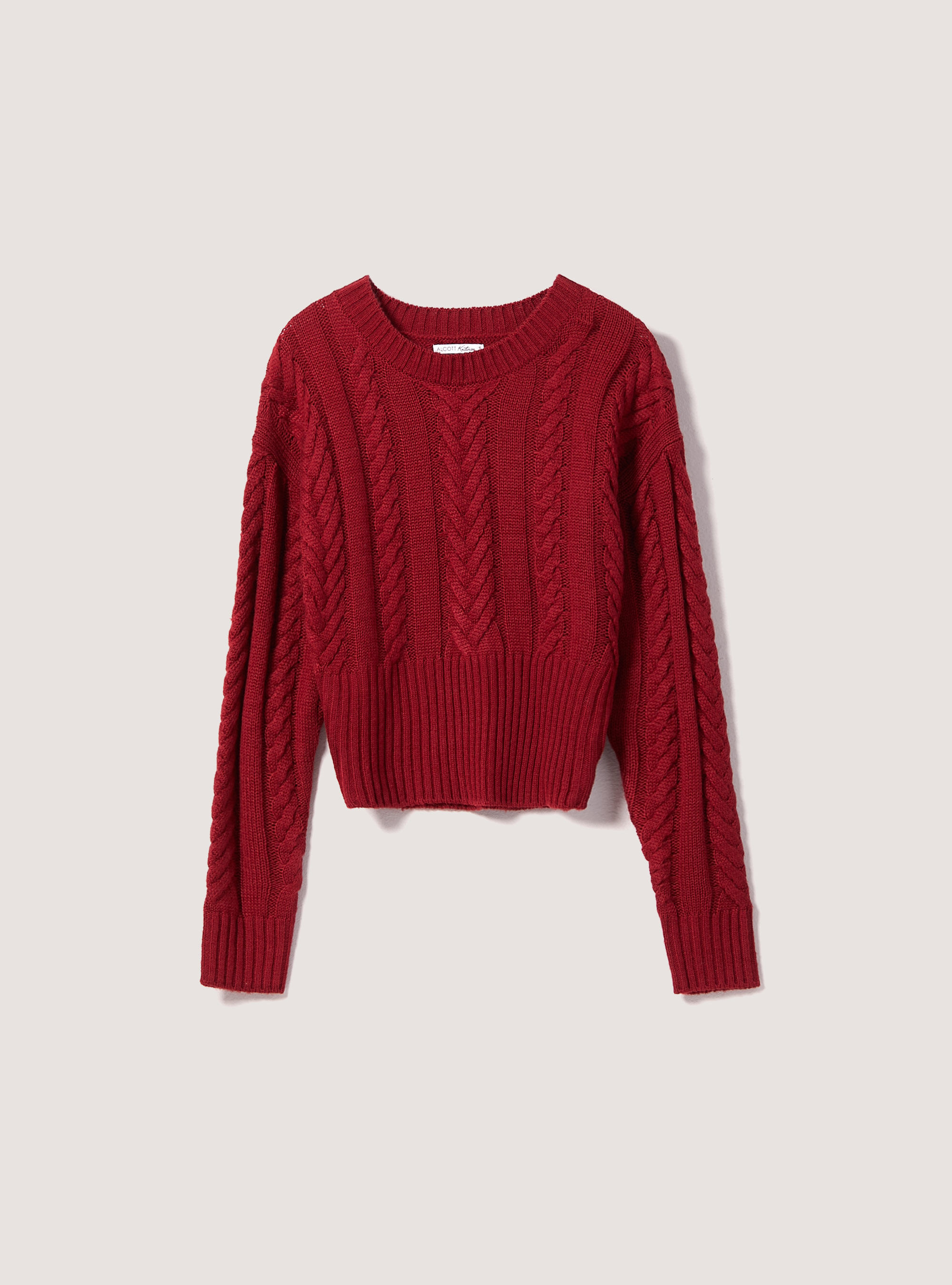 Cropped pullover with plaits, RED