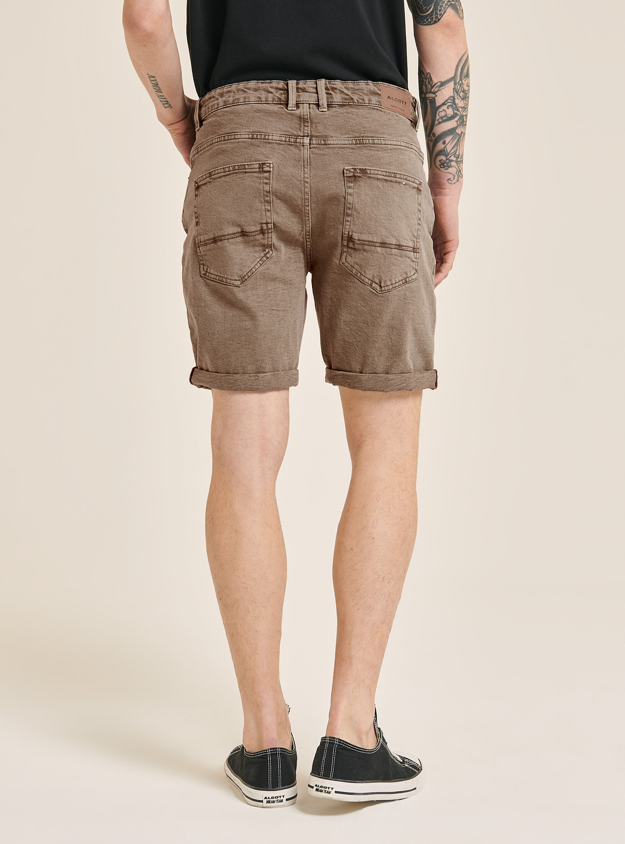 Bermuda in cotone twill stretch tinto in capo, BR2 BROWN MEDIUM