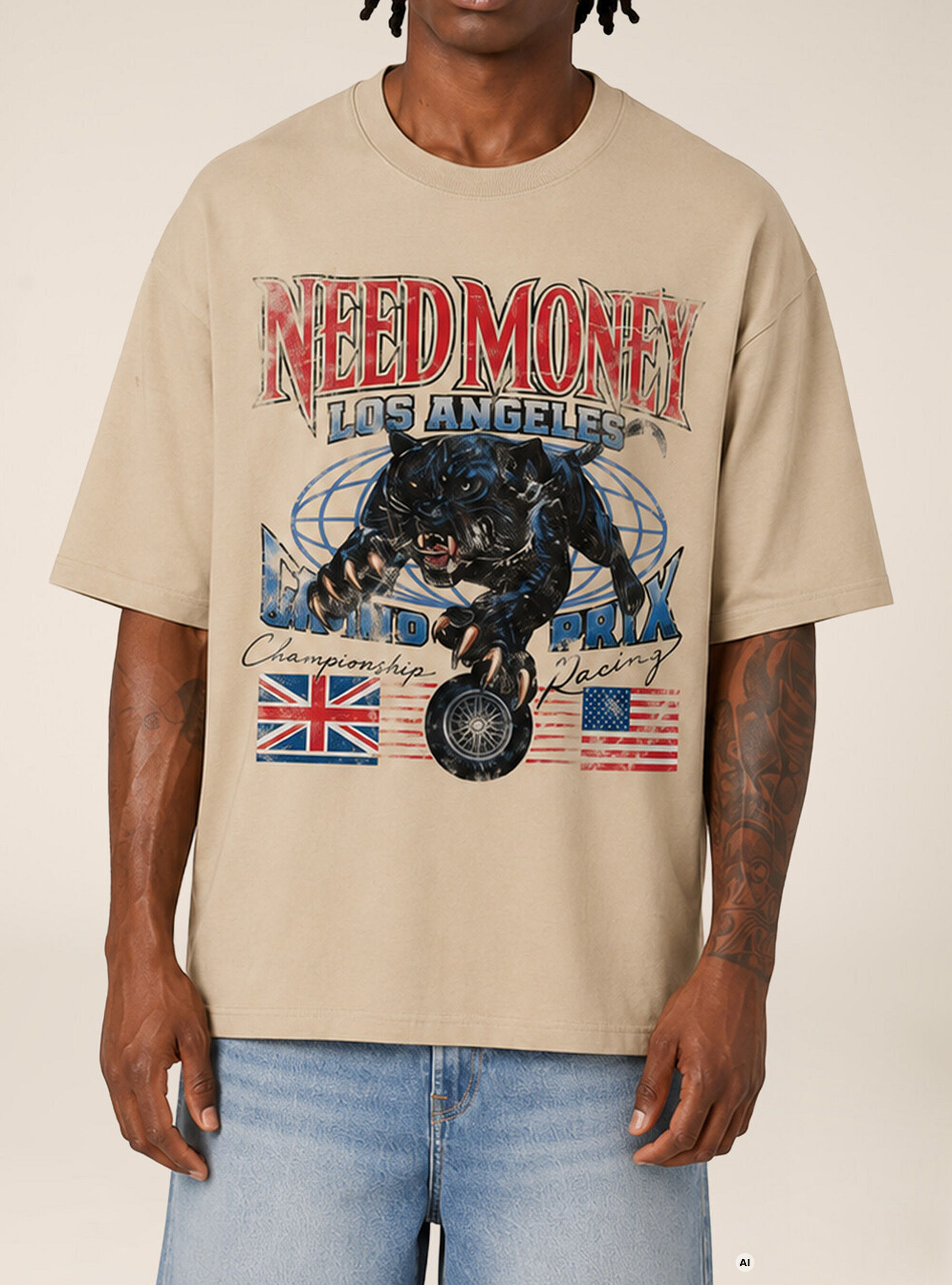 T-shirt  stampa need money los angeles