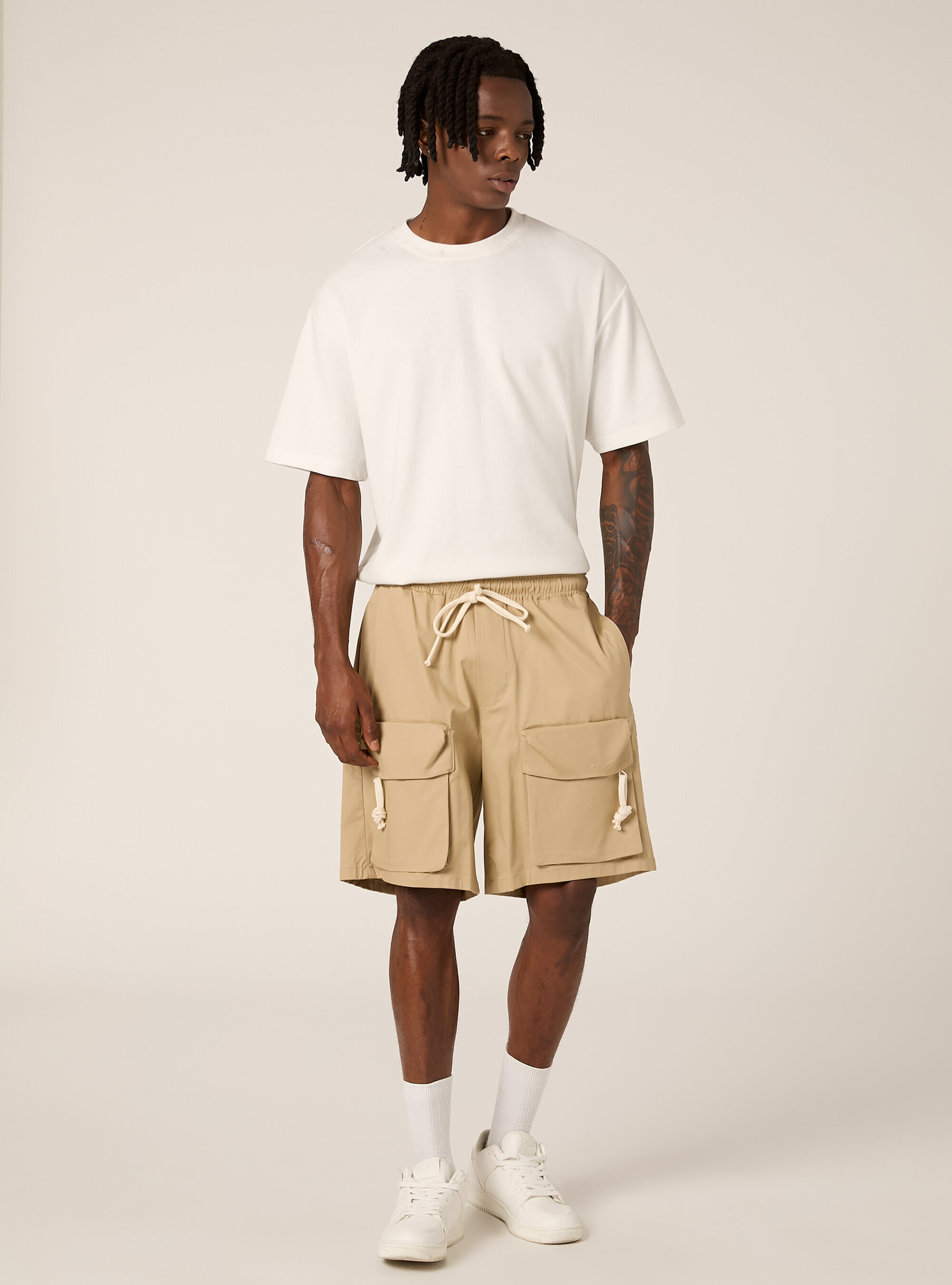 Bermuda cargo in cotone, BEIGE MEDIO