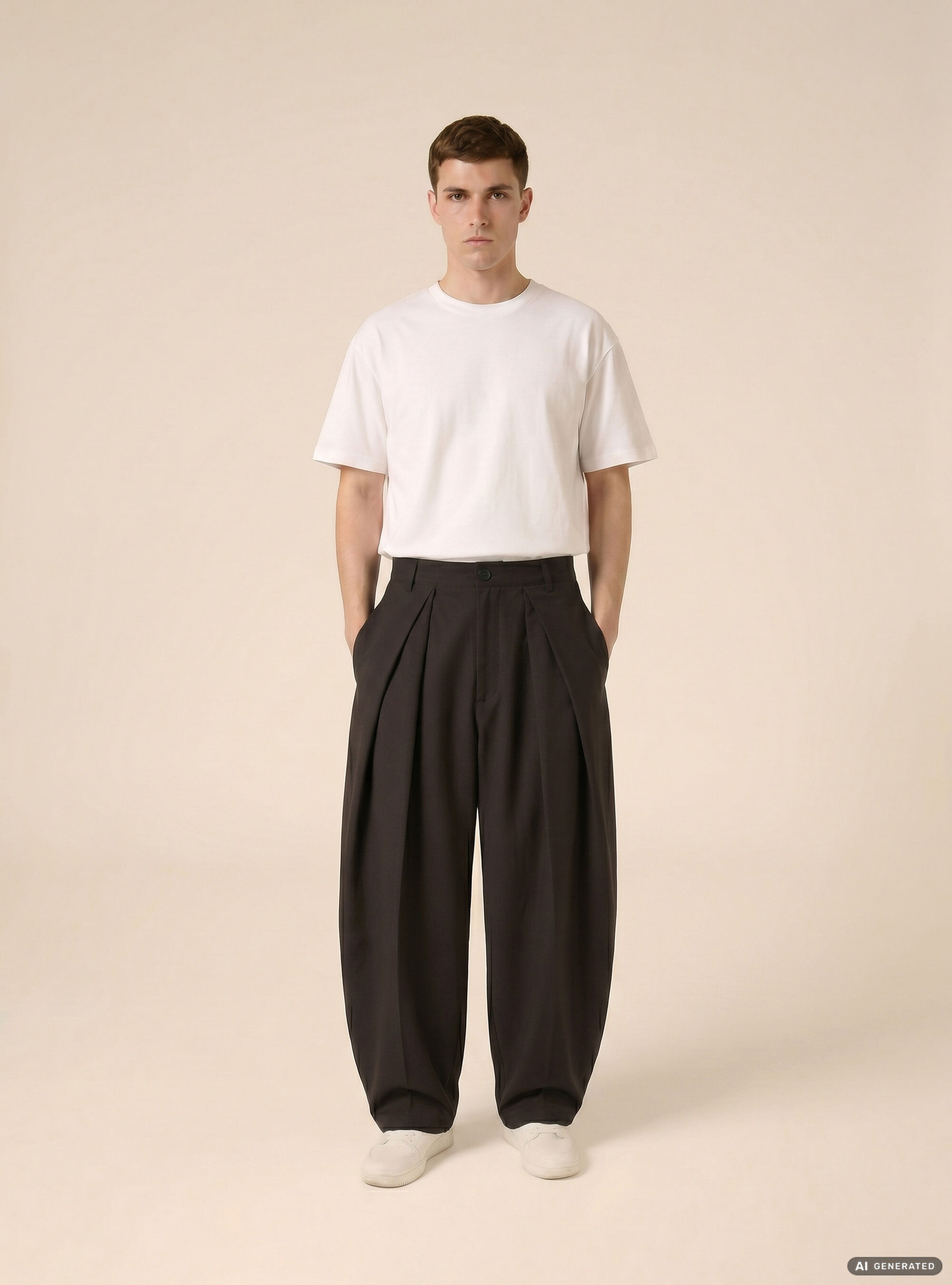 Pantalon ajust&eacute; &agrave; la coupe tr&egrave;s ample