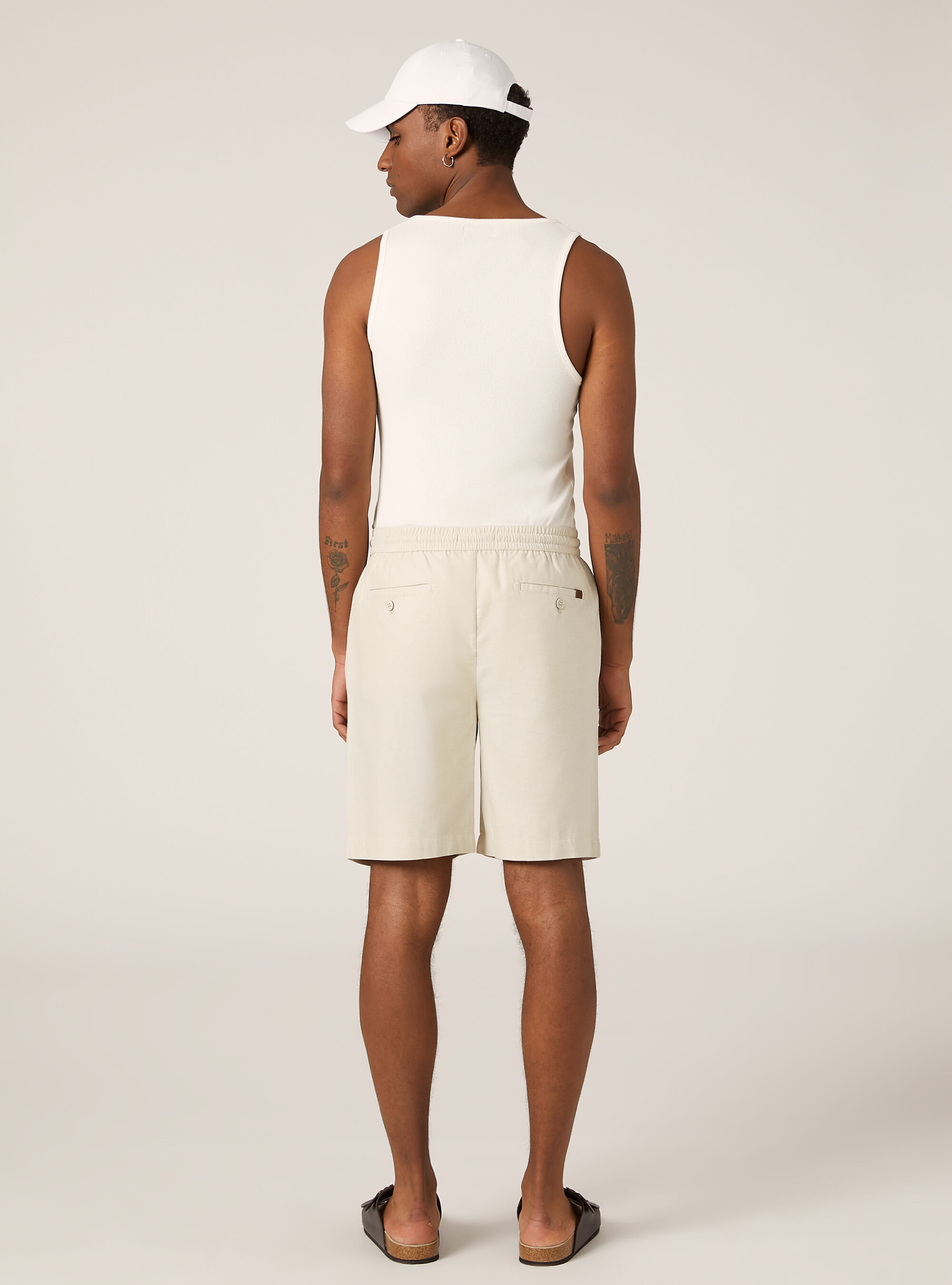 Linen Bermuda Shorts with Drawstring, SA3 SAND LIGHT