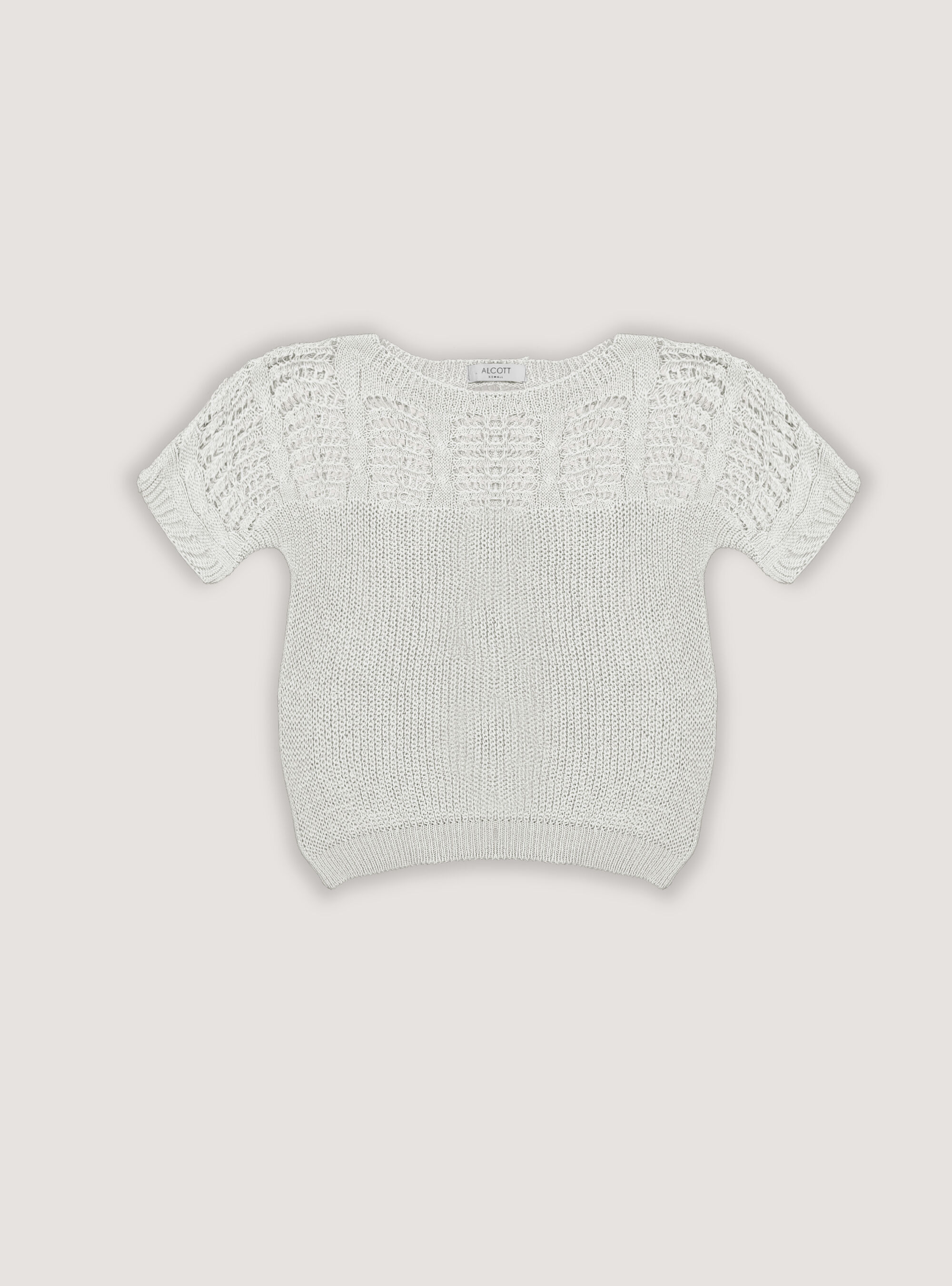 Crochet sweater with short sleeves, WH1 OFF WHITE