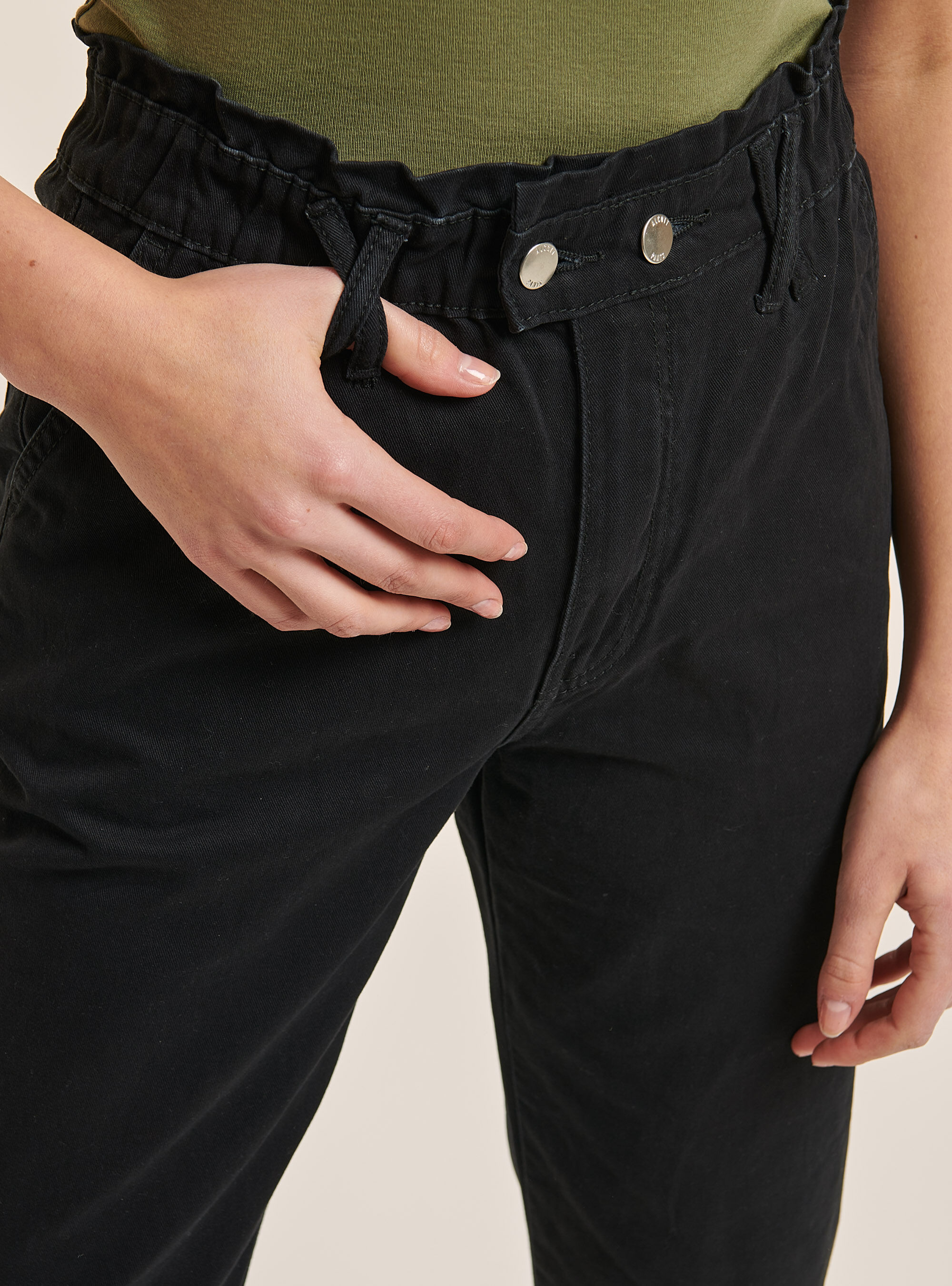 Cotton baggy trousers, BLACK