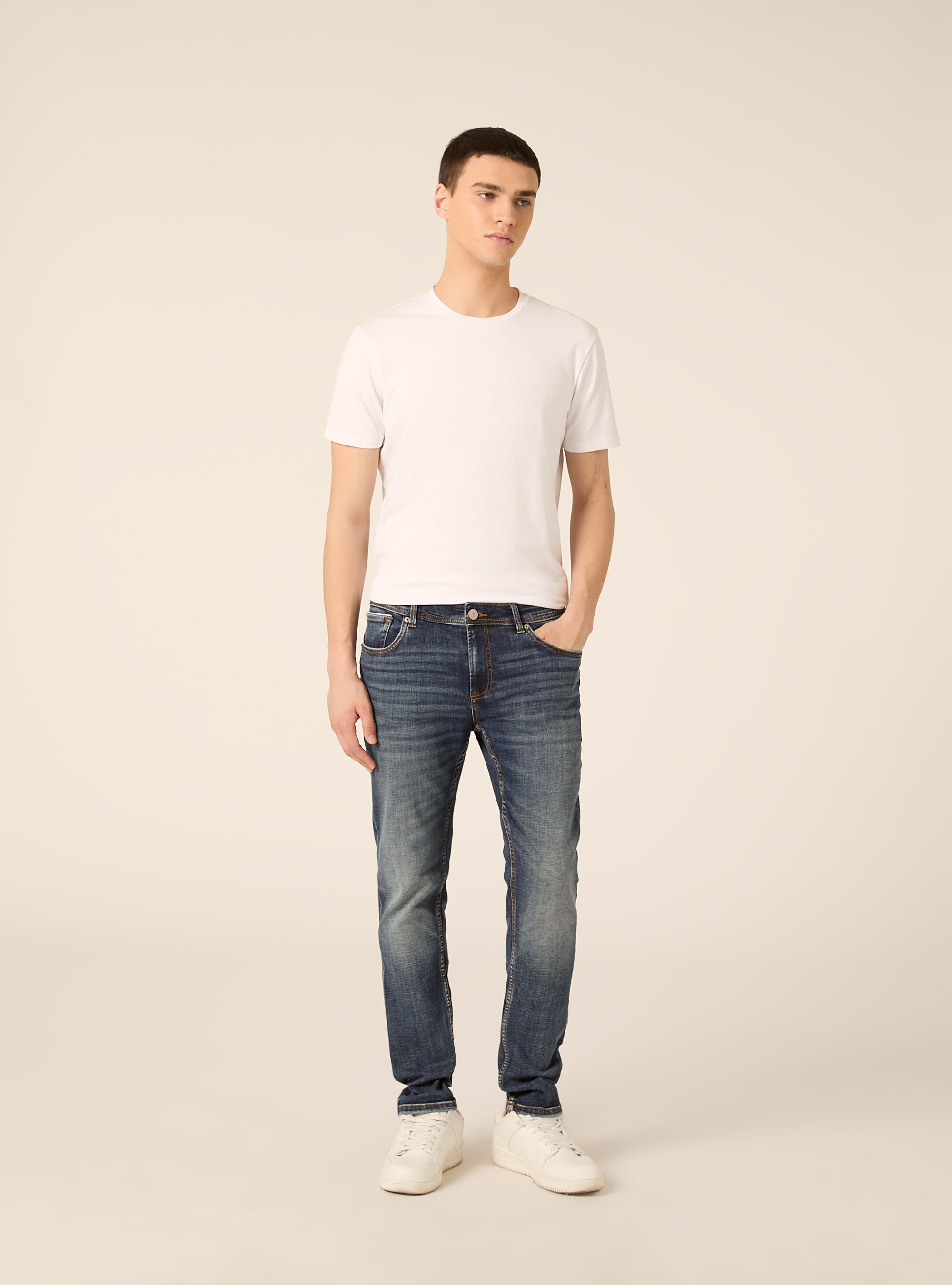 Jeans skinny fit, D001 DEEP BLUE