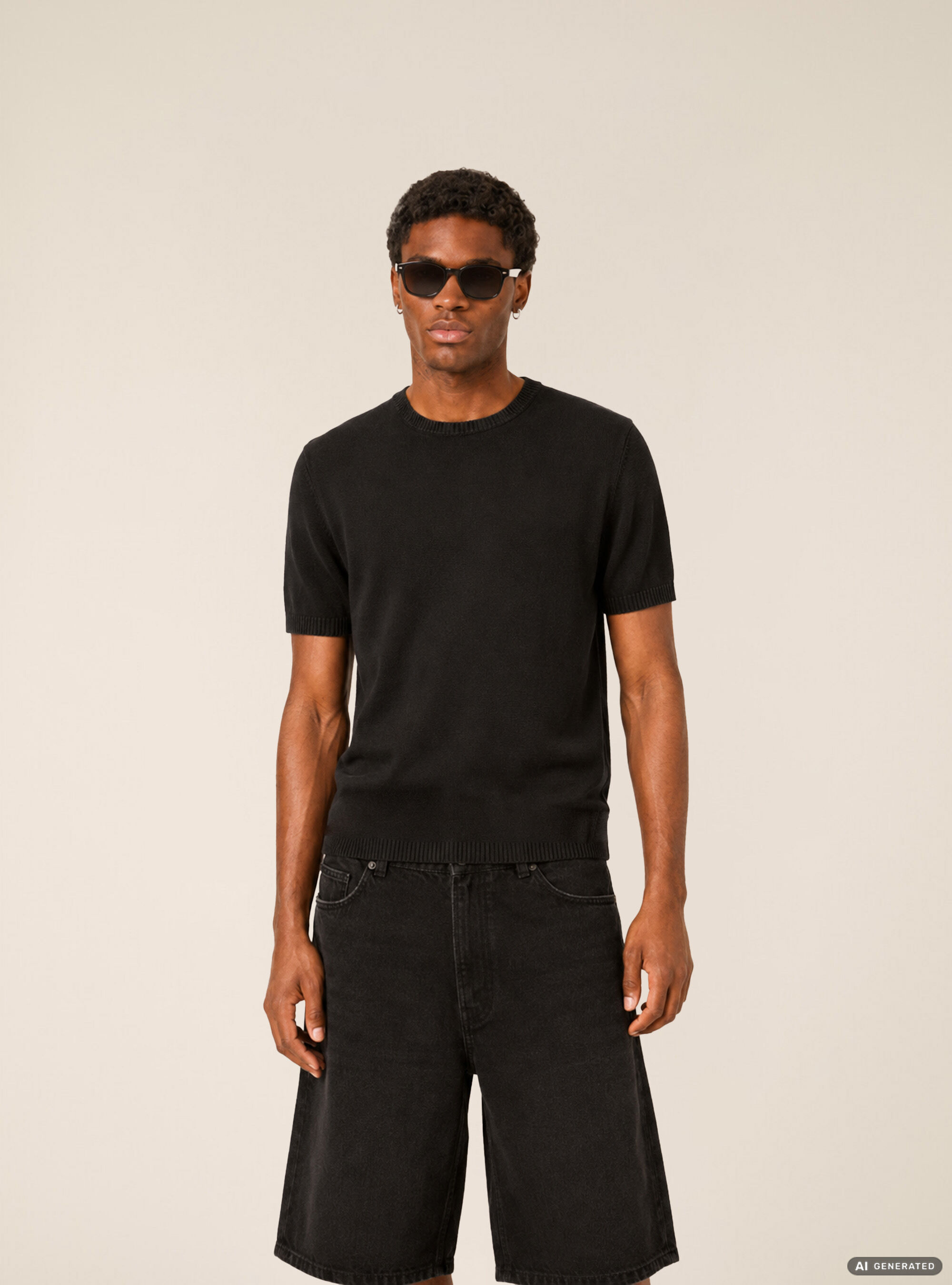 T-Shirt en Maille L&eacute;g&egrave;re &agrave; Manches Courtes