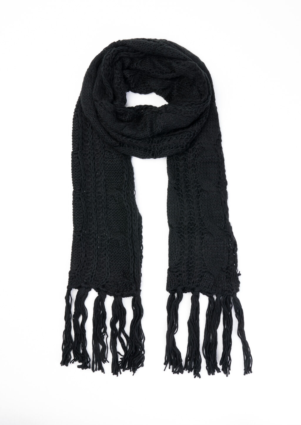 Sciarpa con frange, C101 BLACK