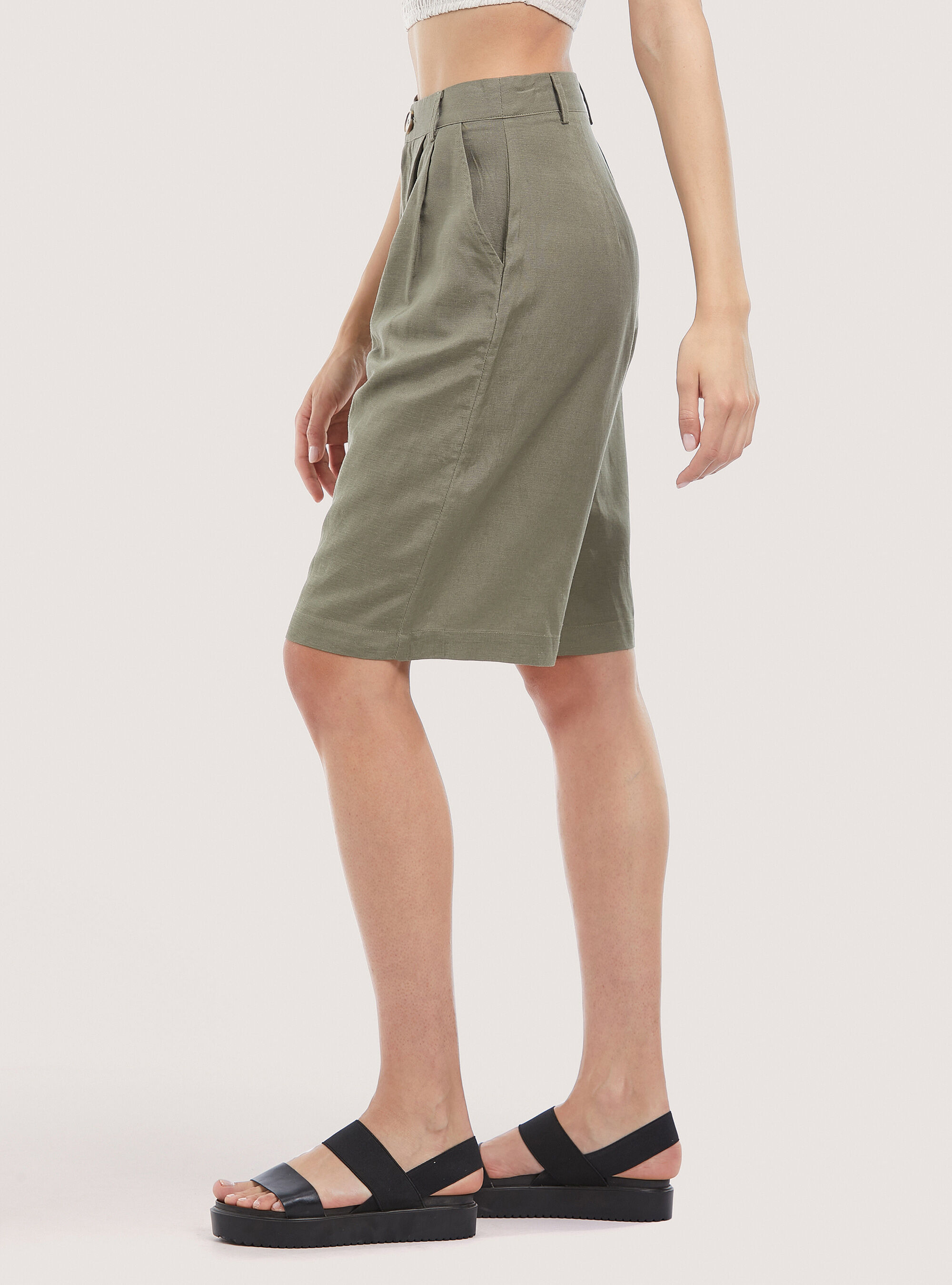 Bermuda midi in misto lino, C6601 KAKY