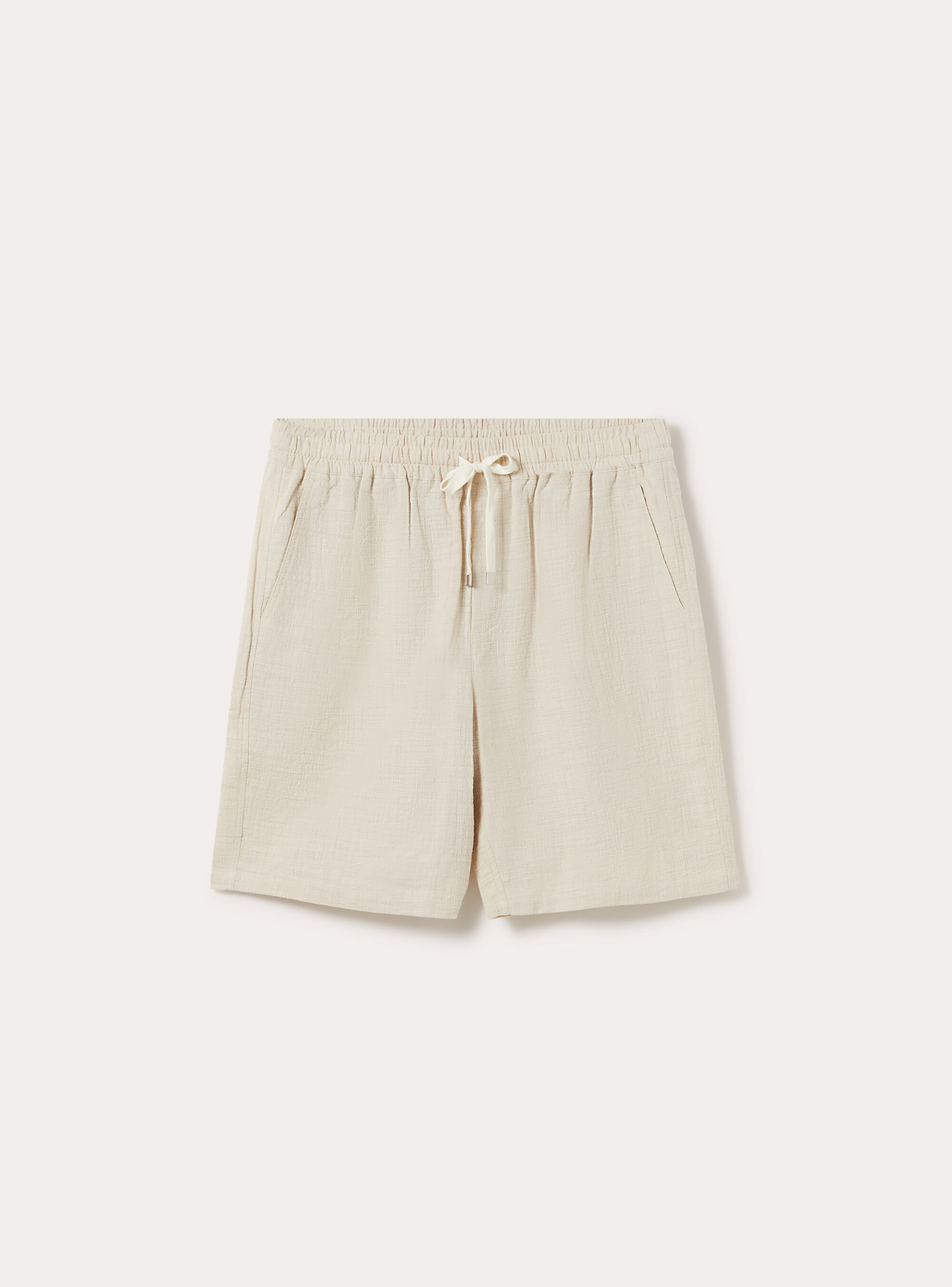 Bermuda in cotone con laccio in vita, BG3 BEIGE LIGHT
