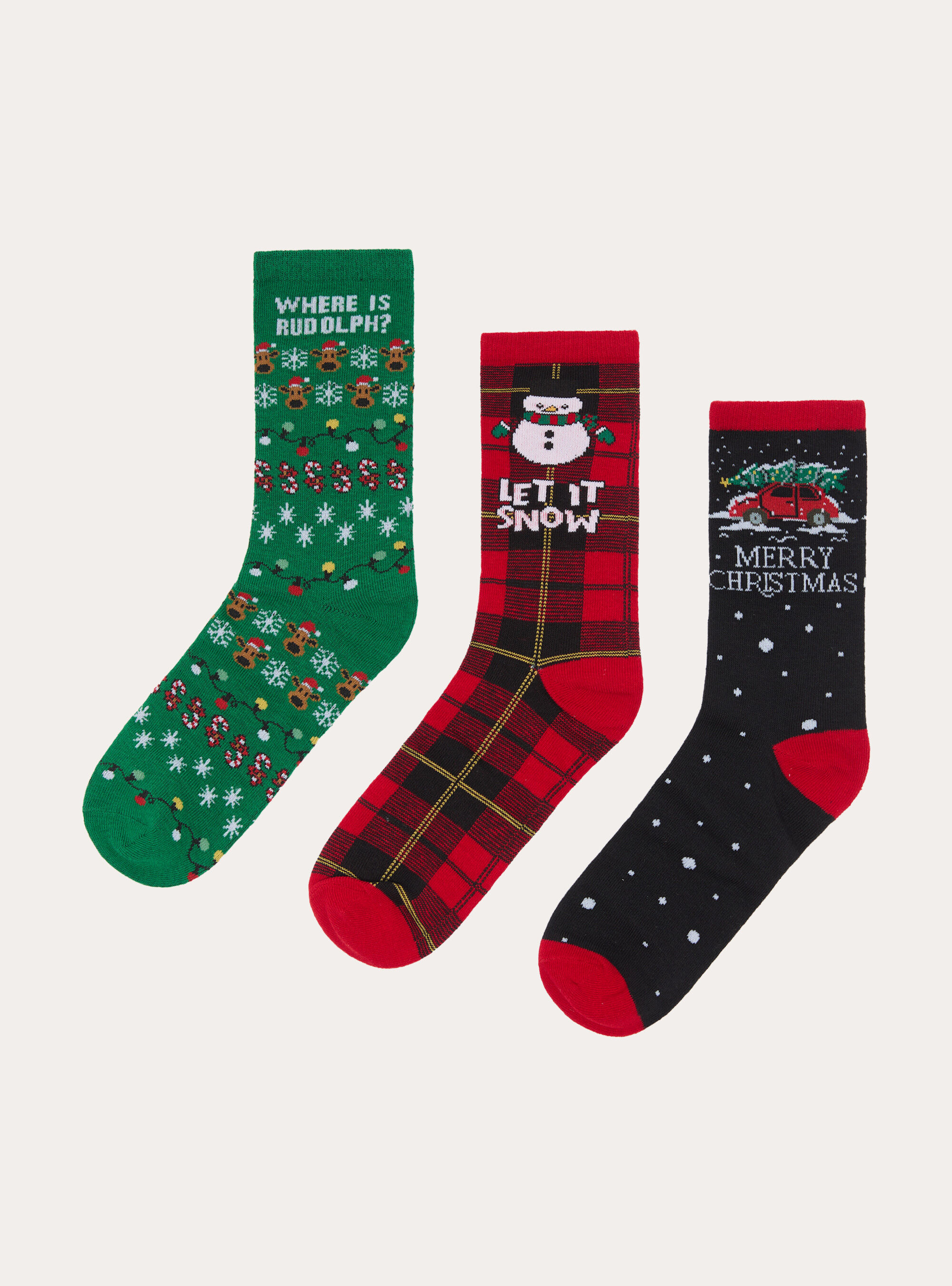 Set da 7 paia di calzini natalizi, XMAS