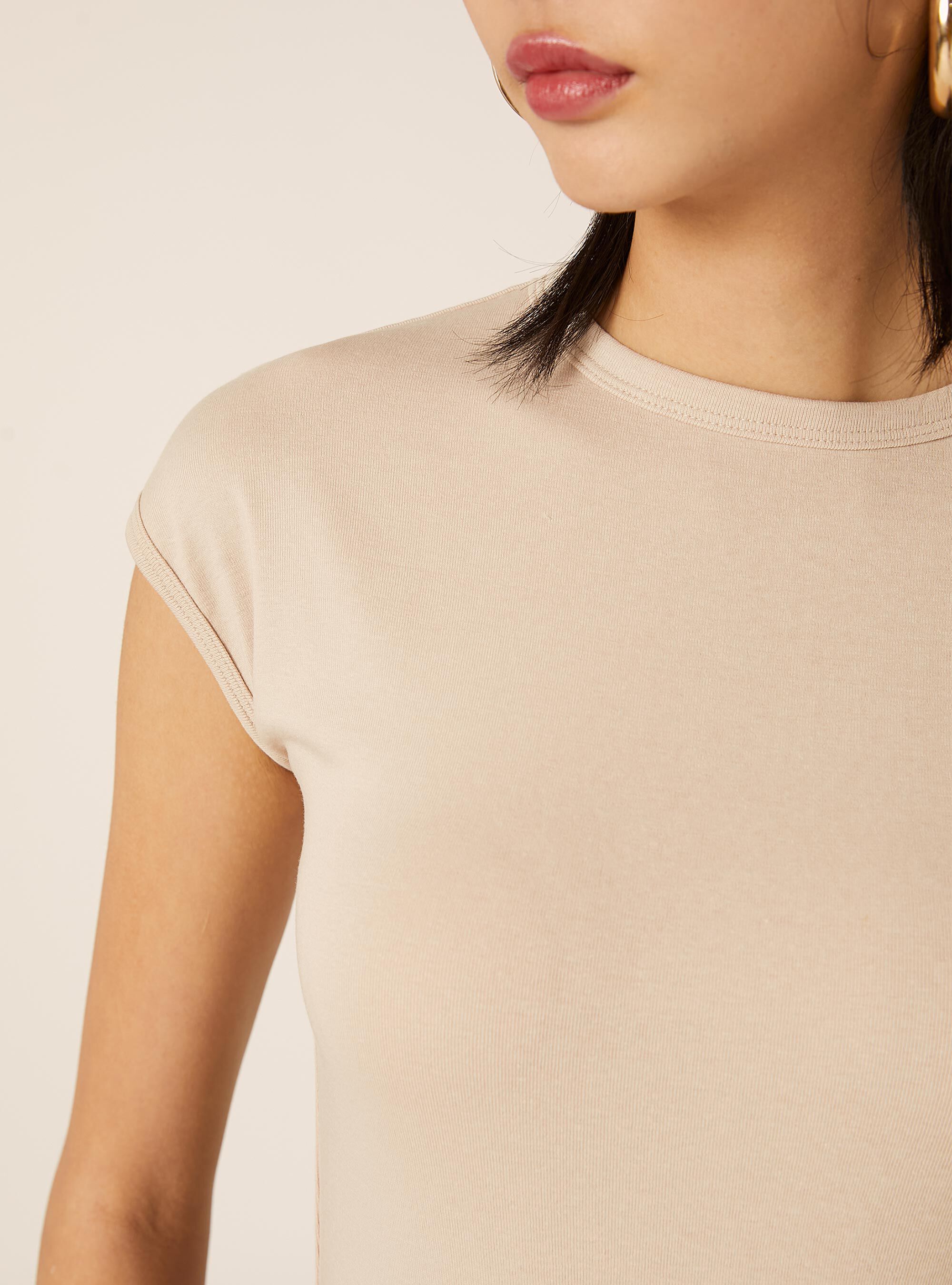 Body aus gerippter Stretch-Baumwolle, BG2 BEIGE MEDIUM