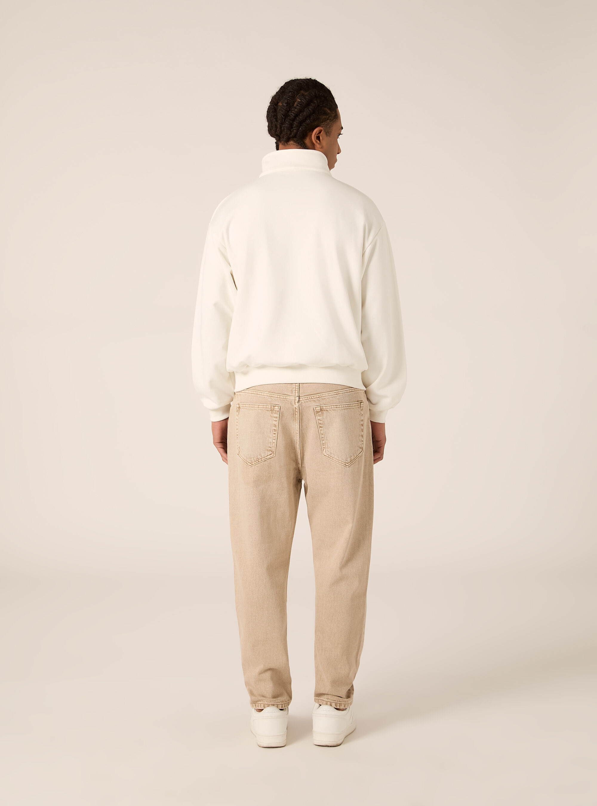 Felpa mezzo collo con zip boxy fit, WH1 OFF WHITE