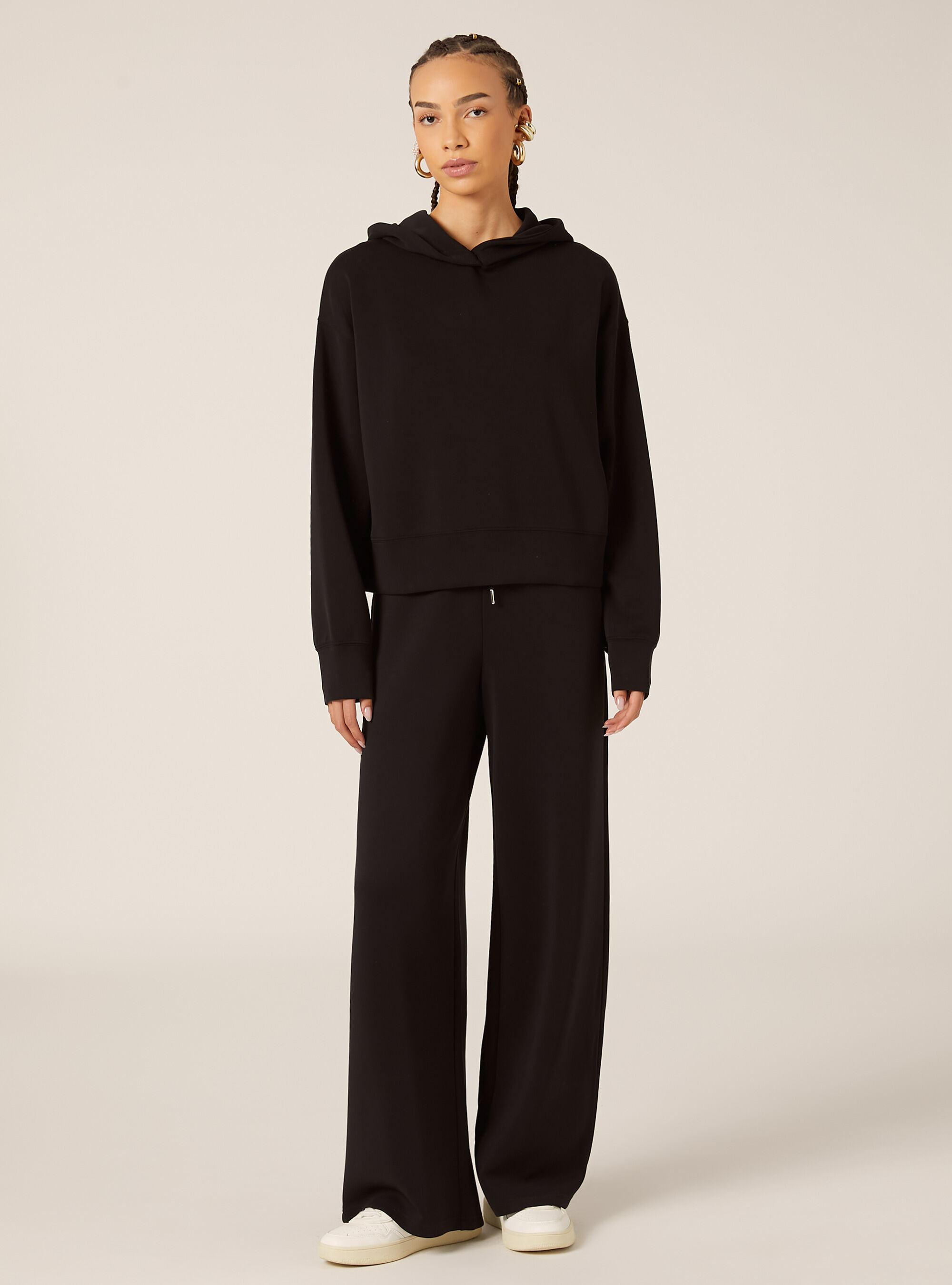 Felpa cappuccio soft touch, BK1 BLACK