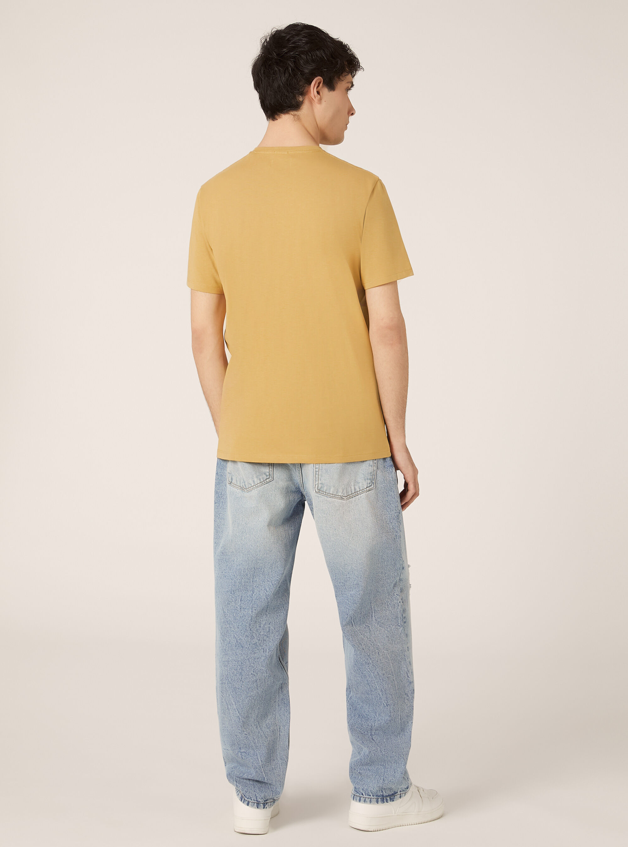 Camiseta de algod&oacute;n con cuello redondo, SE2 SENAPE MEDIUM