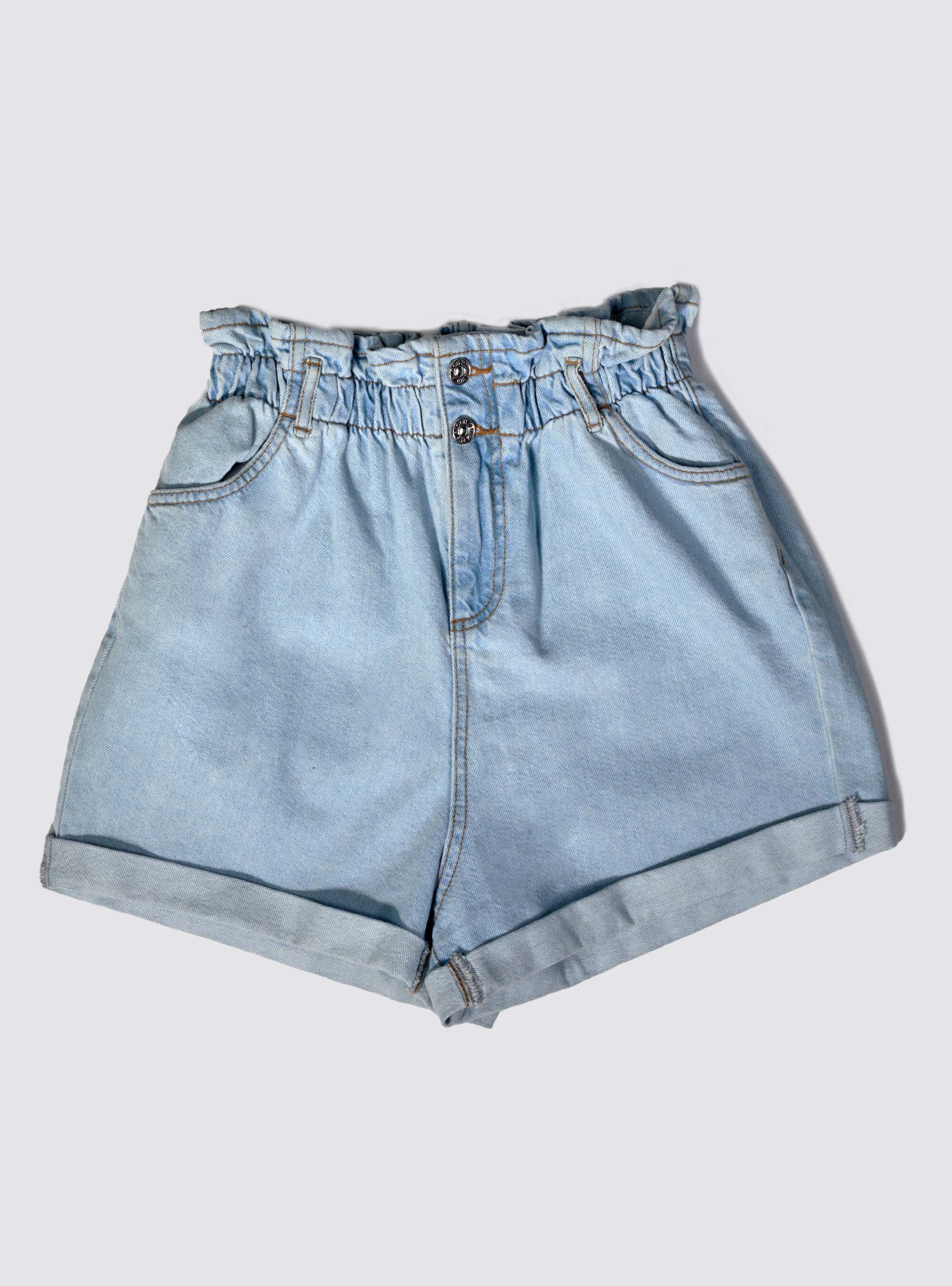 Shorts denim con elastico, AZURE