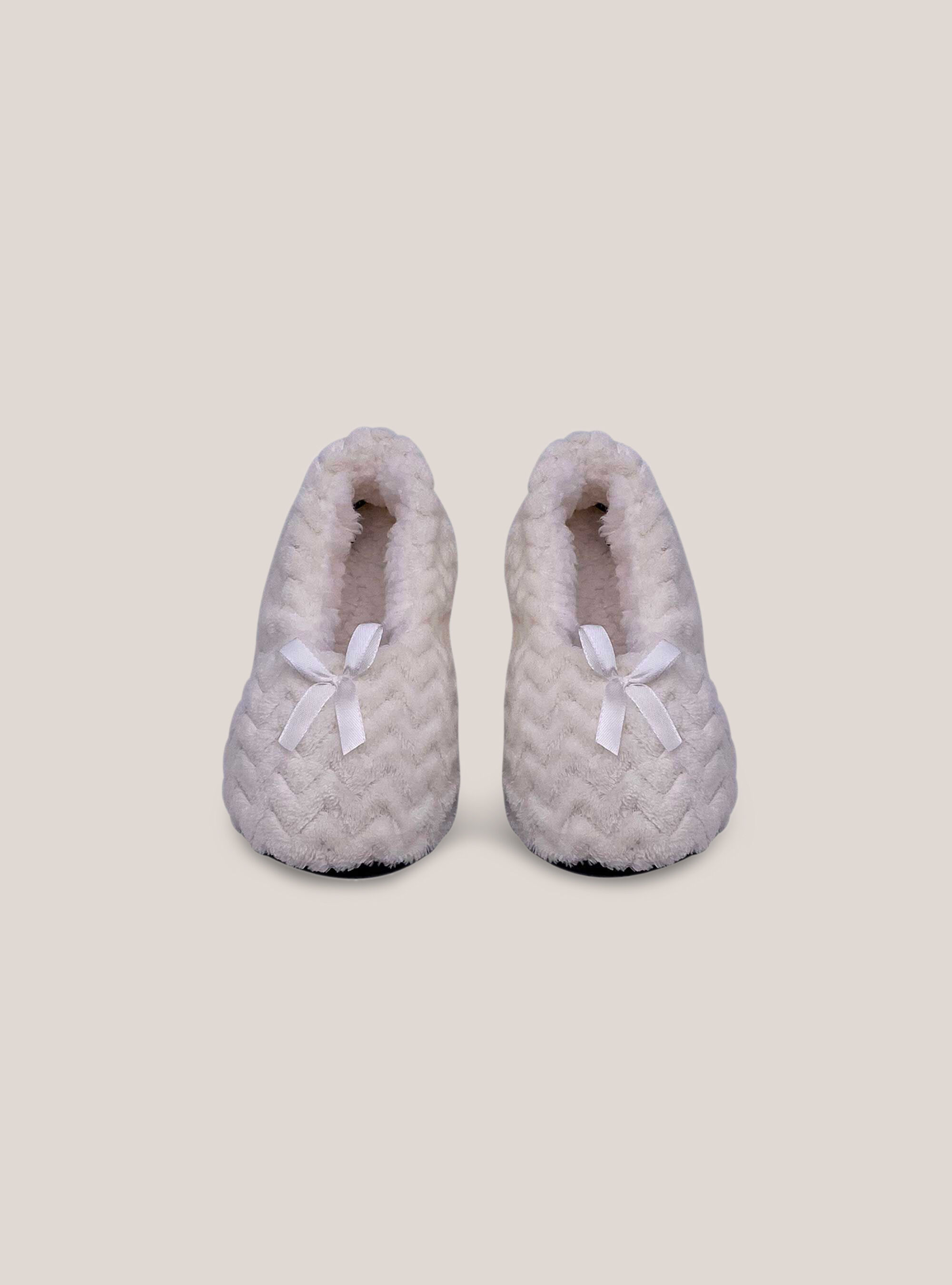Slippers with bow, WHITE