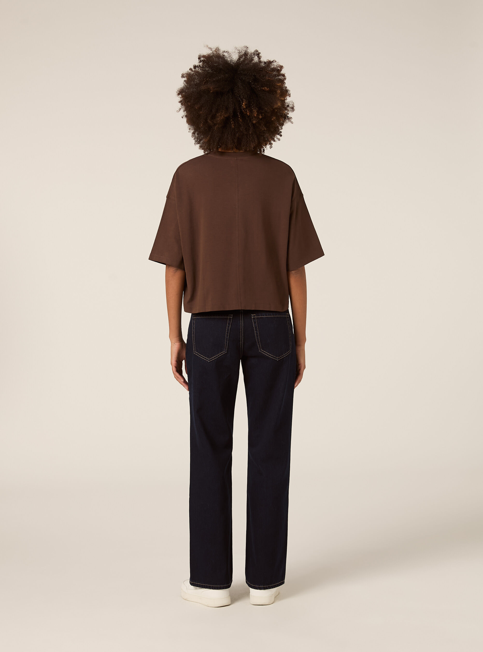 Camiseta b&aacute;sica de corte cuadrado, BR2 BROWN MEDIUM