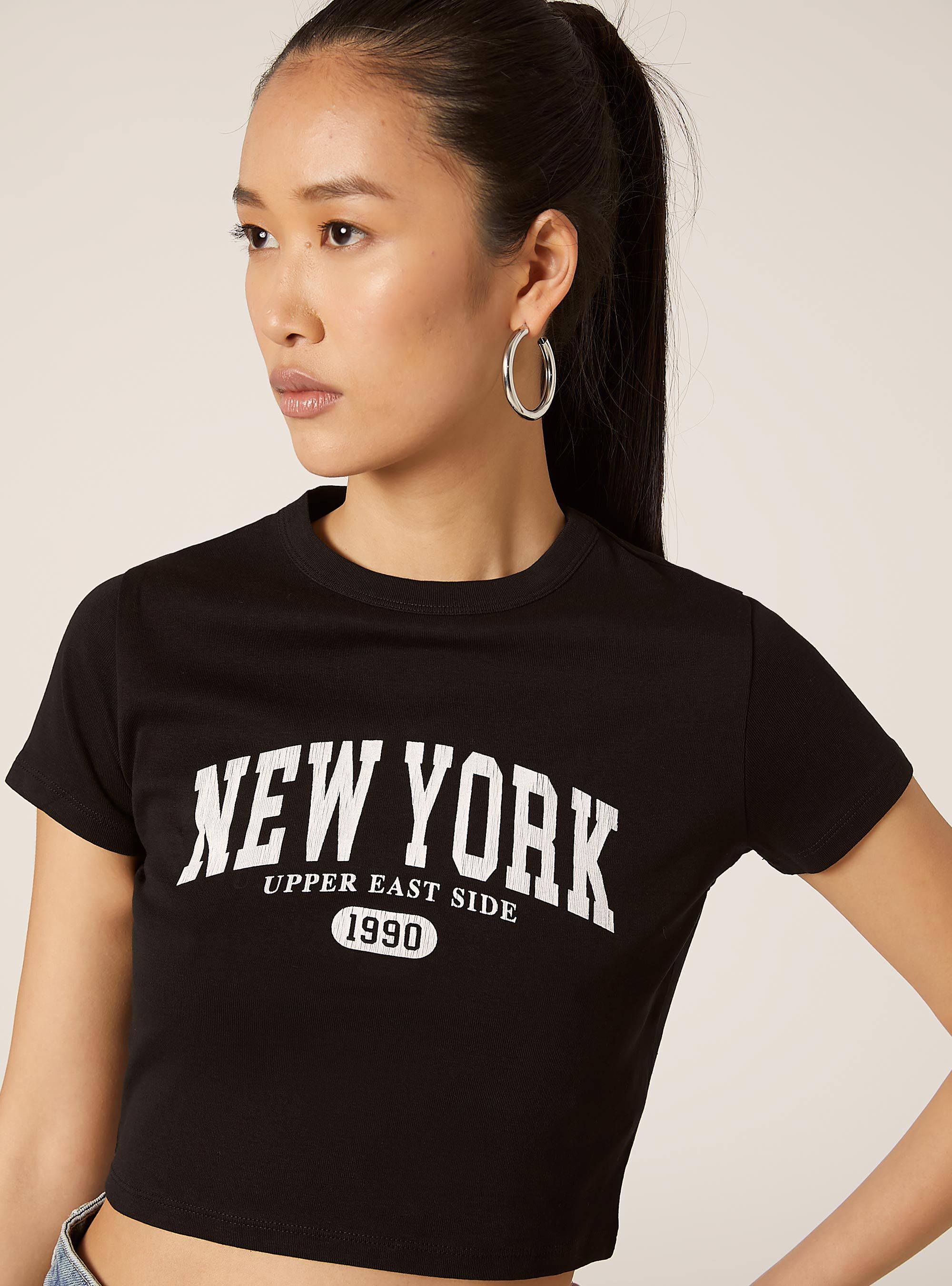 Cropped t-shirt with college print | Alcott | Women's T-Shirt