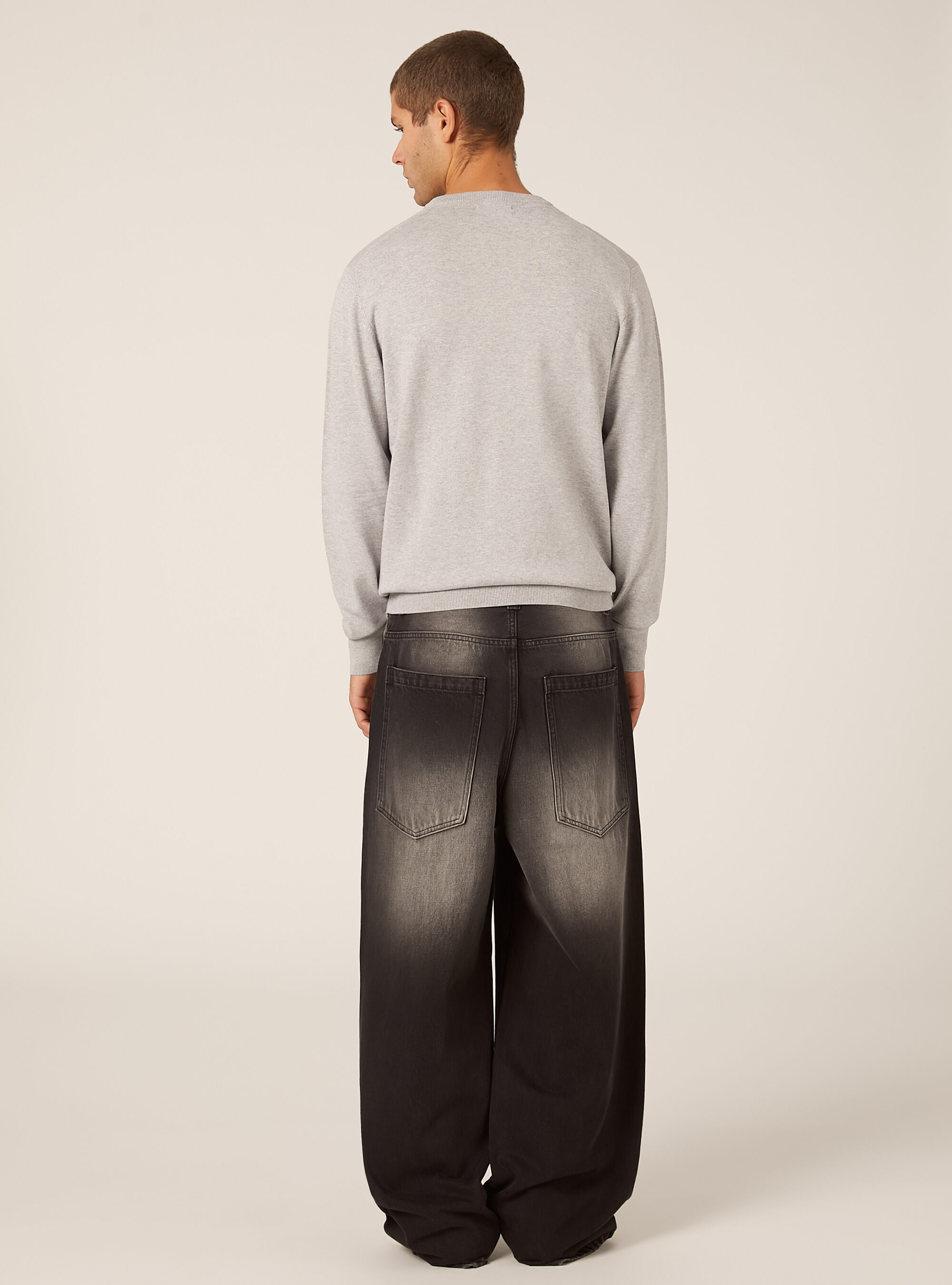 Jersey de cuello redondo de viscosa Ecovero, MGY2 GREY MEL MEDIUM