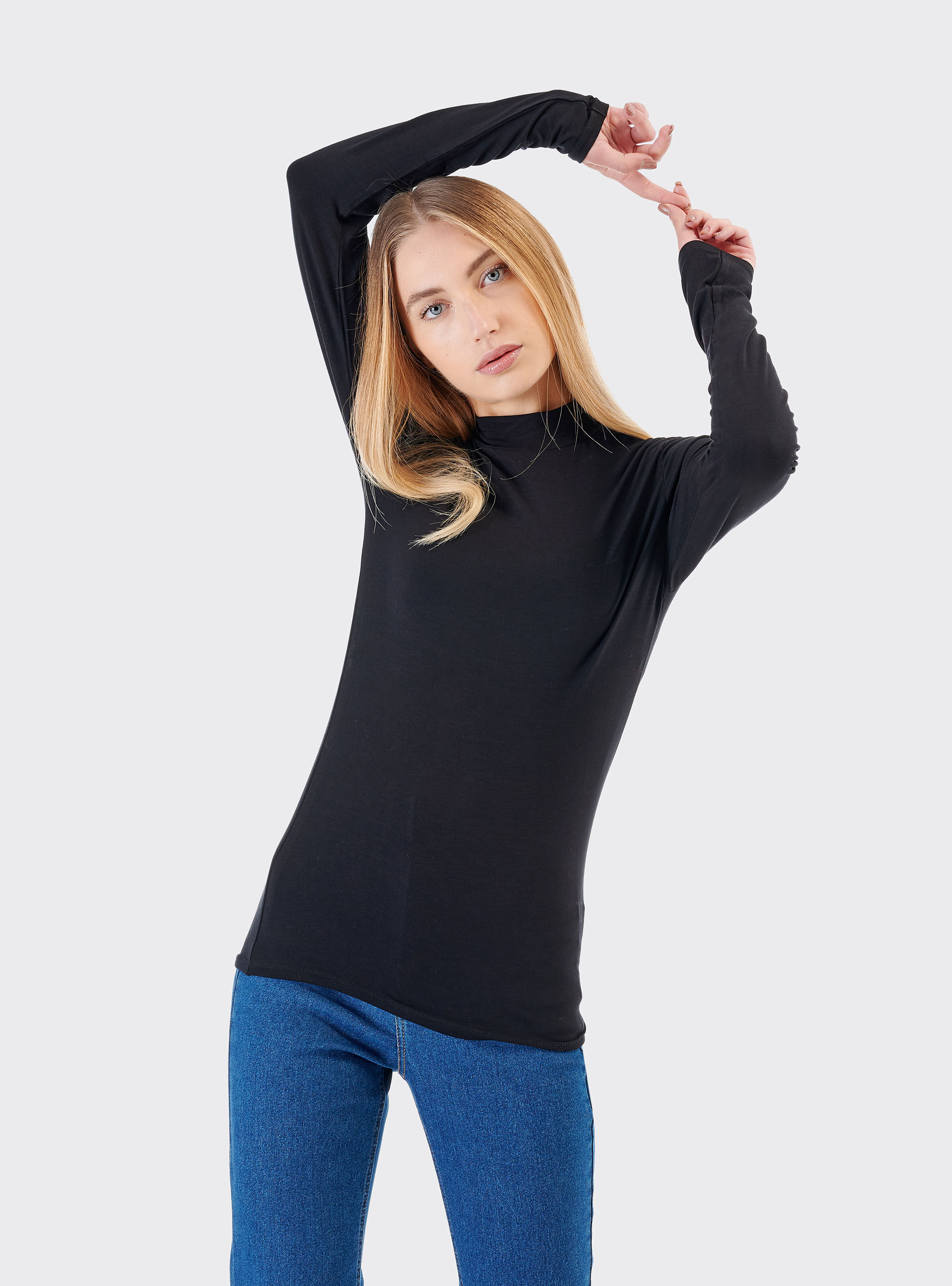 Comfort fit half neck t-shirt, C101 BLACK