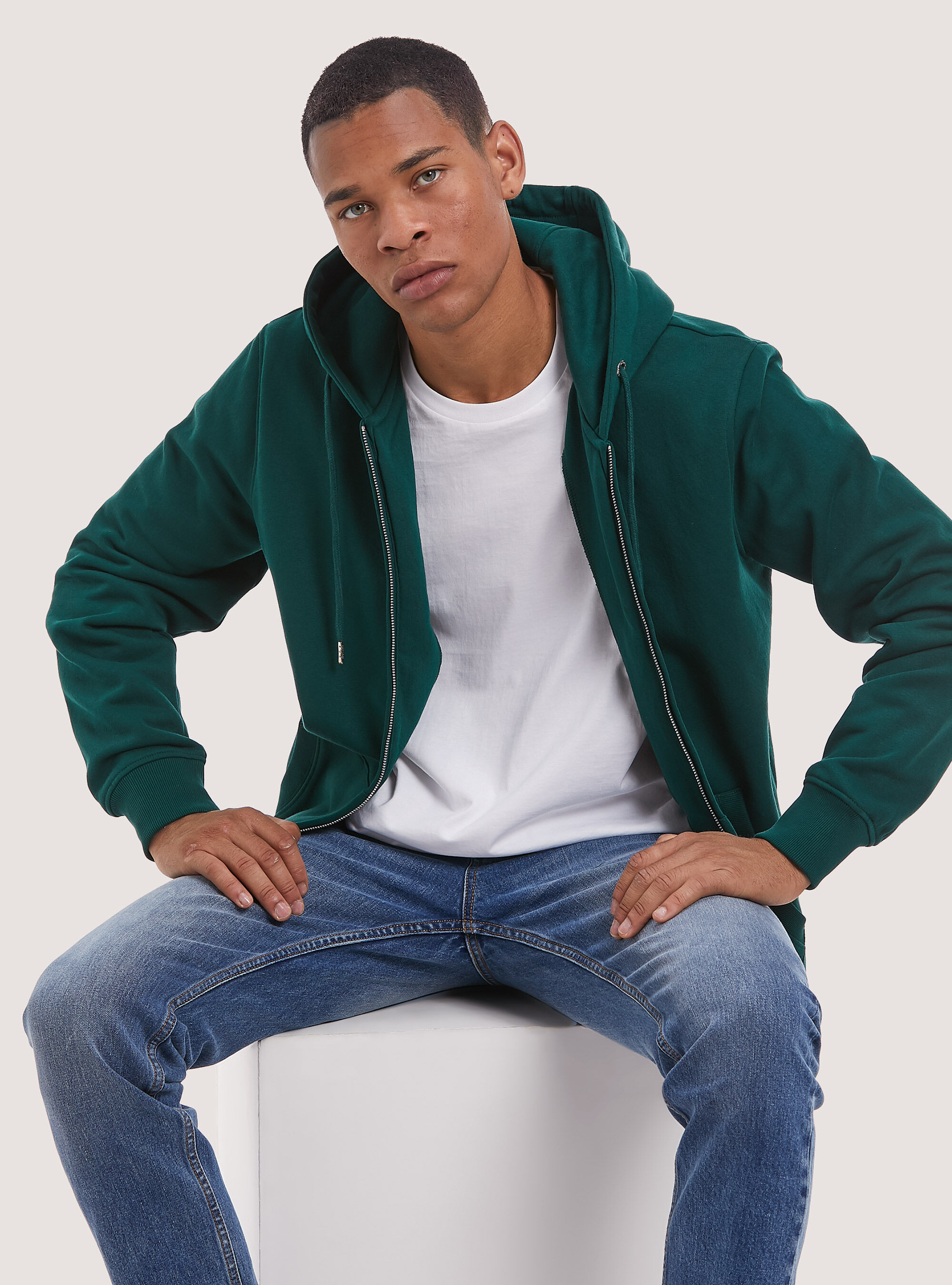 Dark green deals zip hoodie