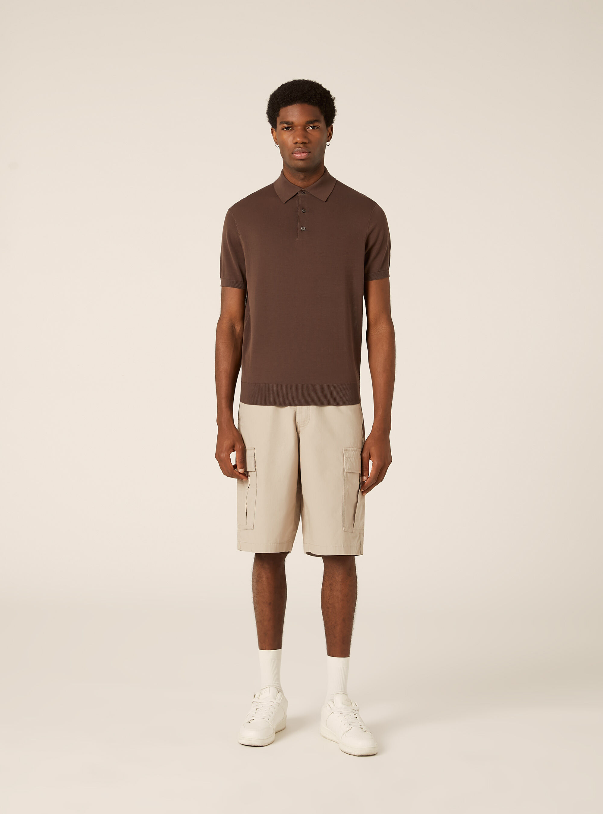Extrafine cotton knit polo shirt