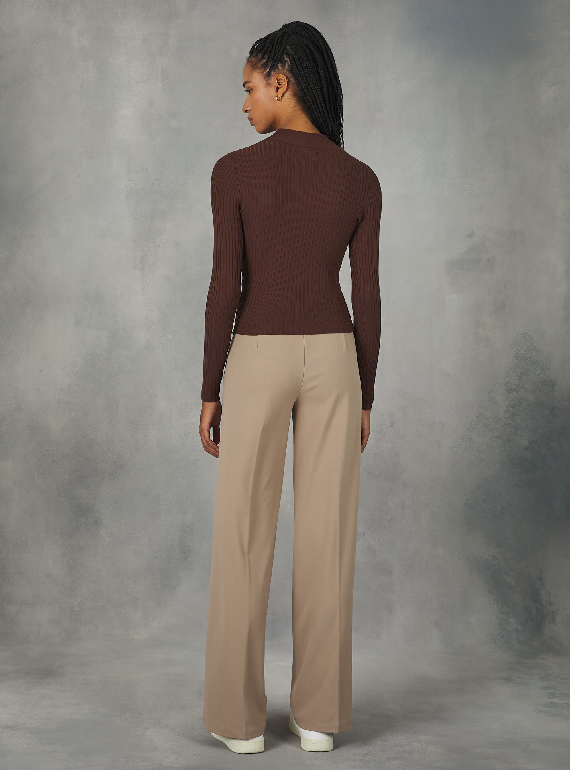 Pull cropped demi-cou cotele, BR2 BROWN MEDIUM