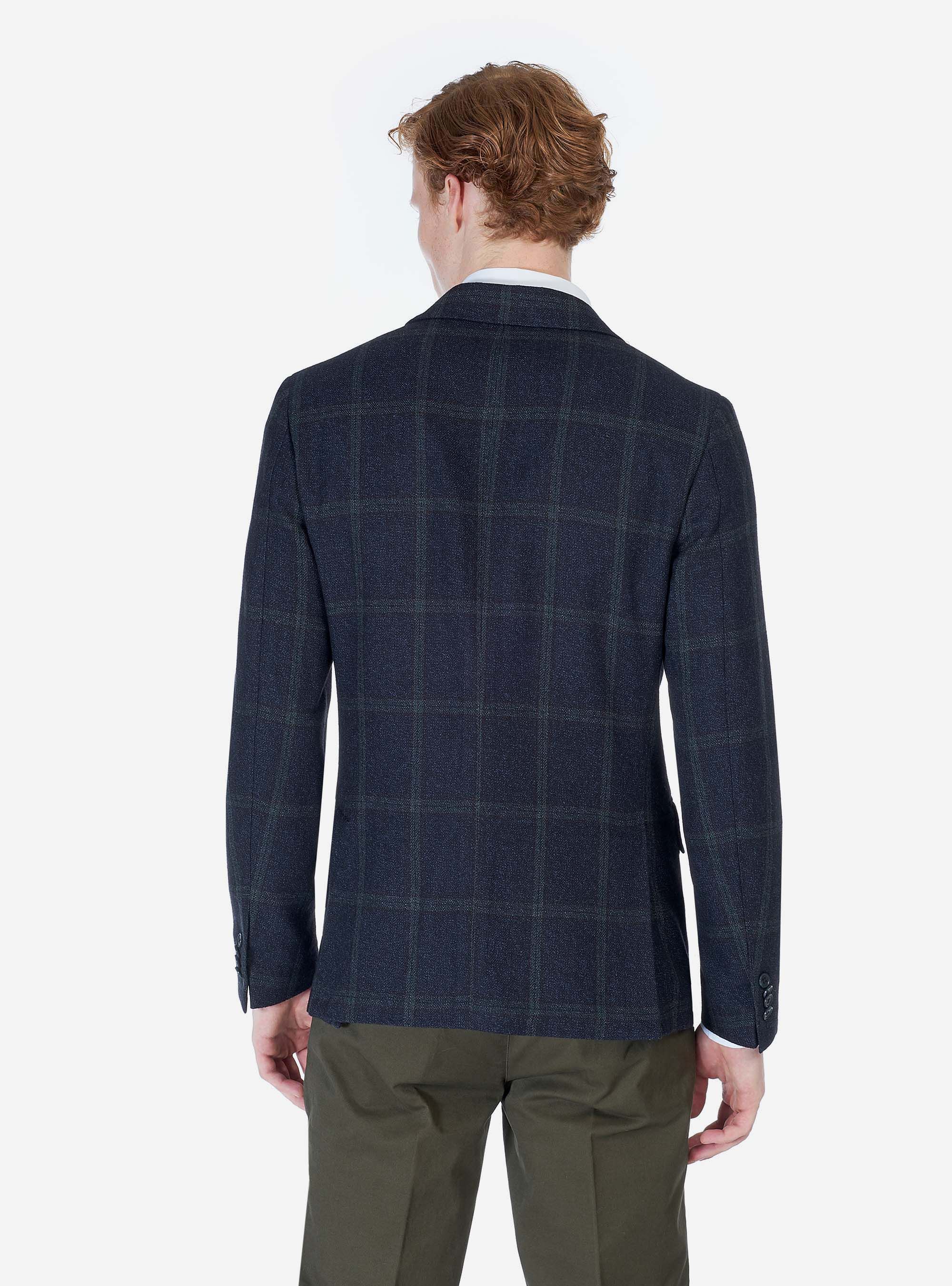 CHECKED WOOL JACKET, BLUE NAVY