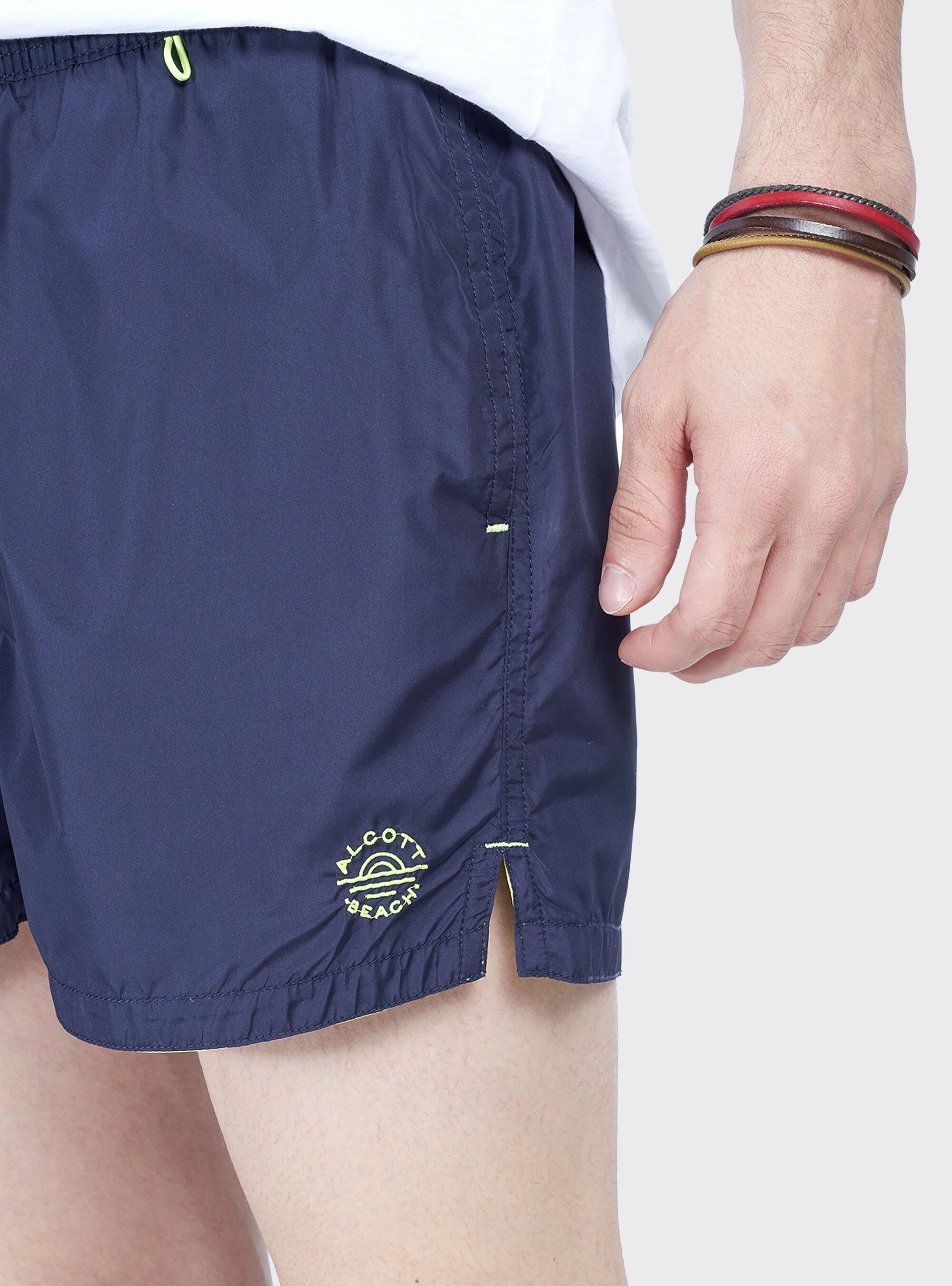 Costume con logo ricamato e cordino a contrasto, BLU MARINO