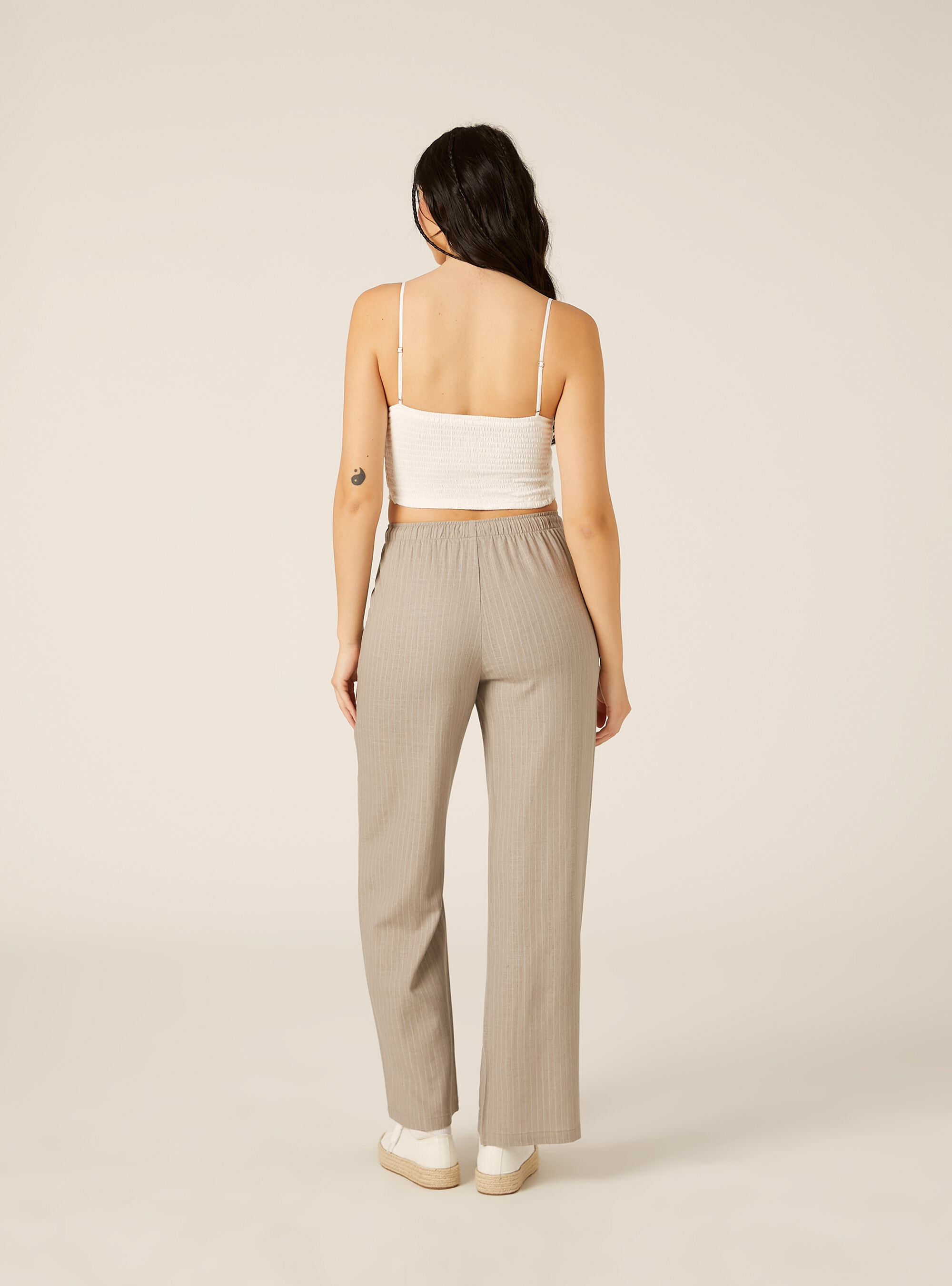 Top crochet con bretelle, WH1 OFF WHITE