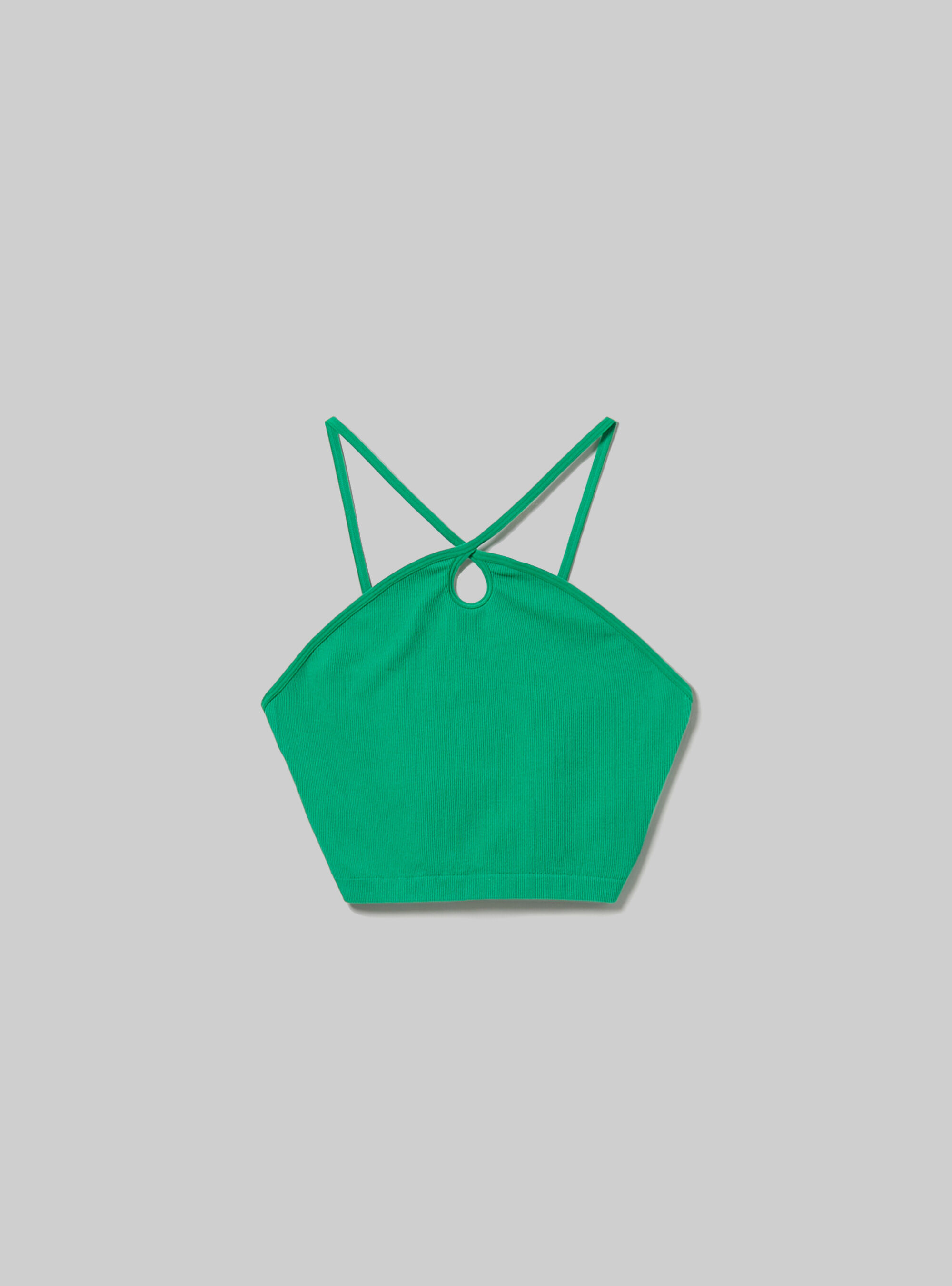 Top cropped con scollo incrociato, GN2 GREEN MEDIUM