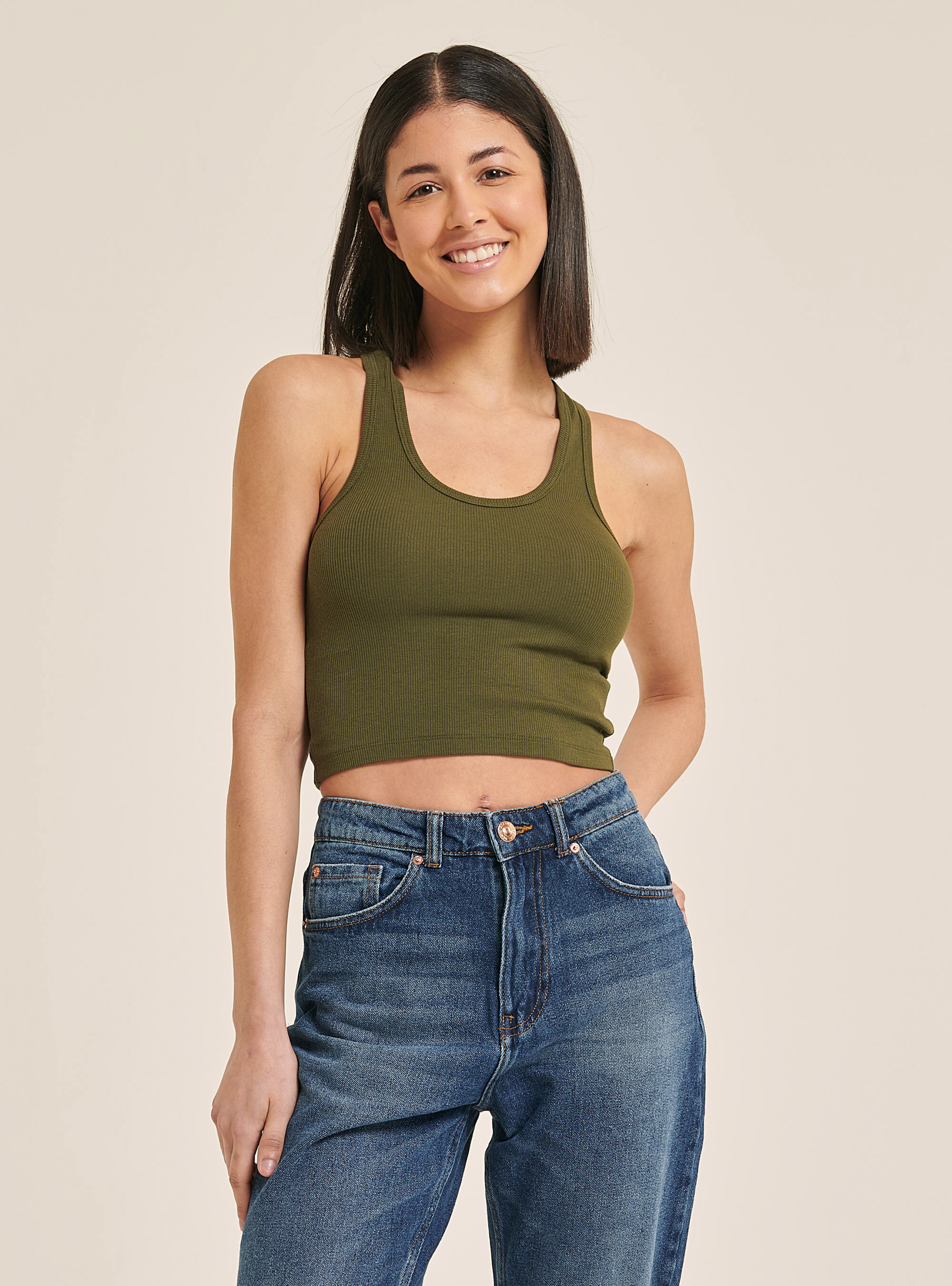 Schlichtes einfarbiges Top, C6629 KAKY