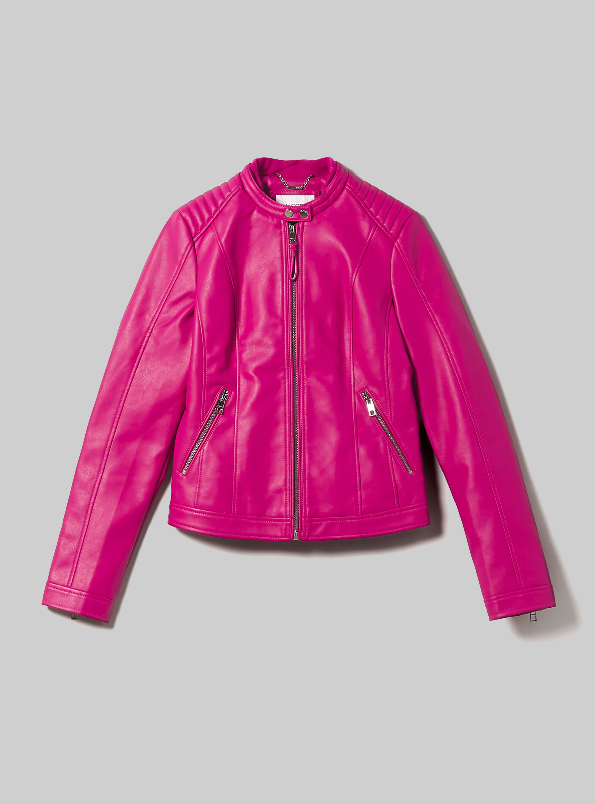 Bright pink biker jacket top