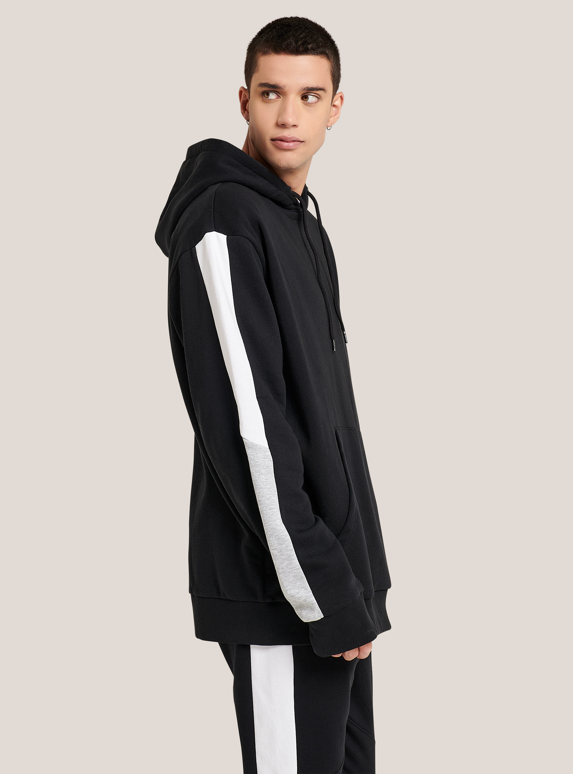 Sweat-shirt en coton surdimensionn&eacute;, C101 BLACK