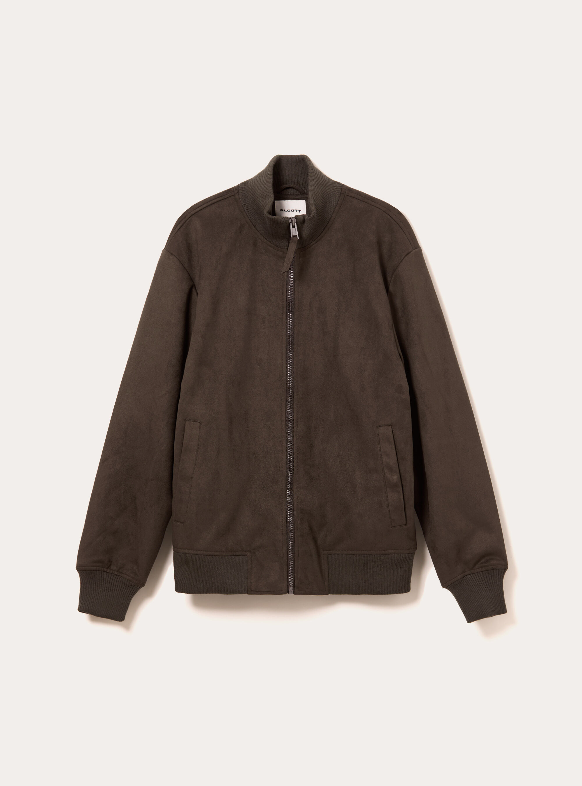 Suede-effect bomber jacket, GY1 GREY DARK