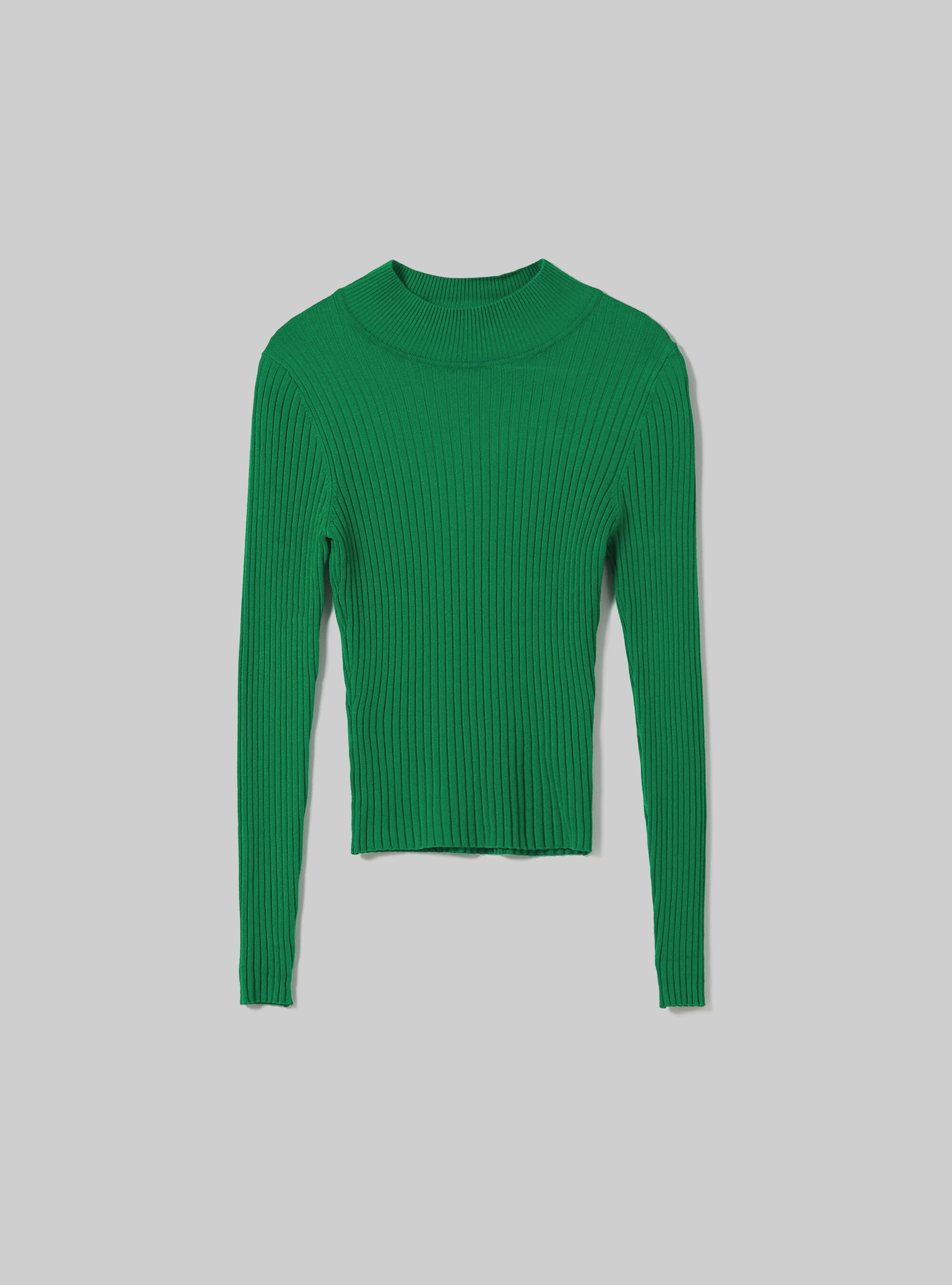 Pullover cropped a coste a mezzo collo, GN2 GREEN MEDIUM
