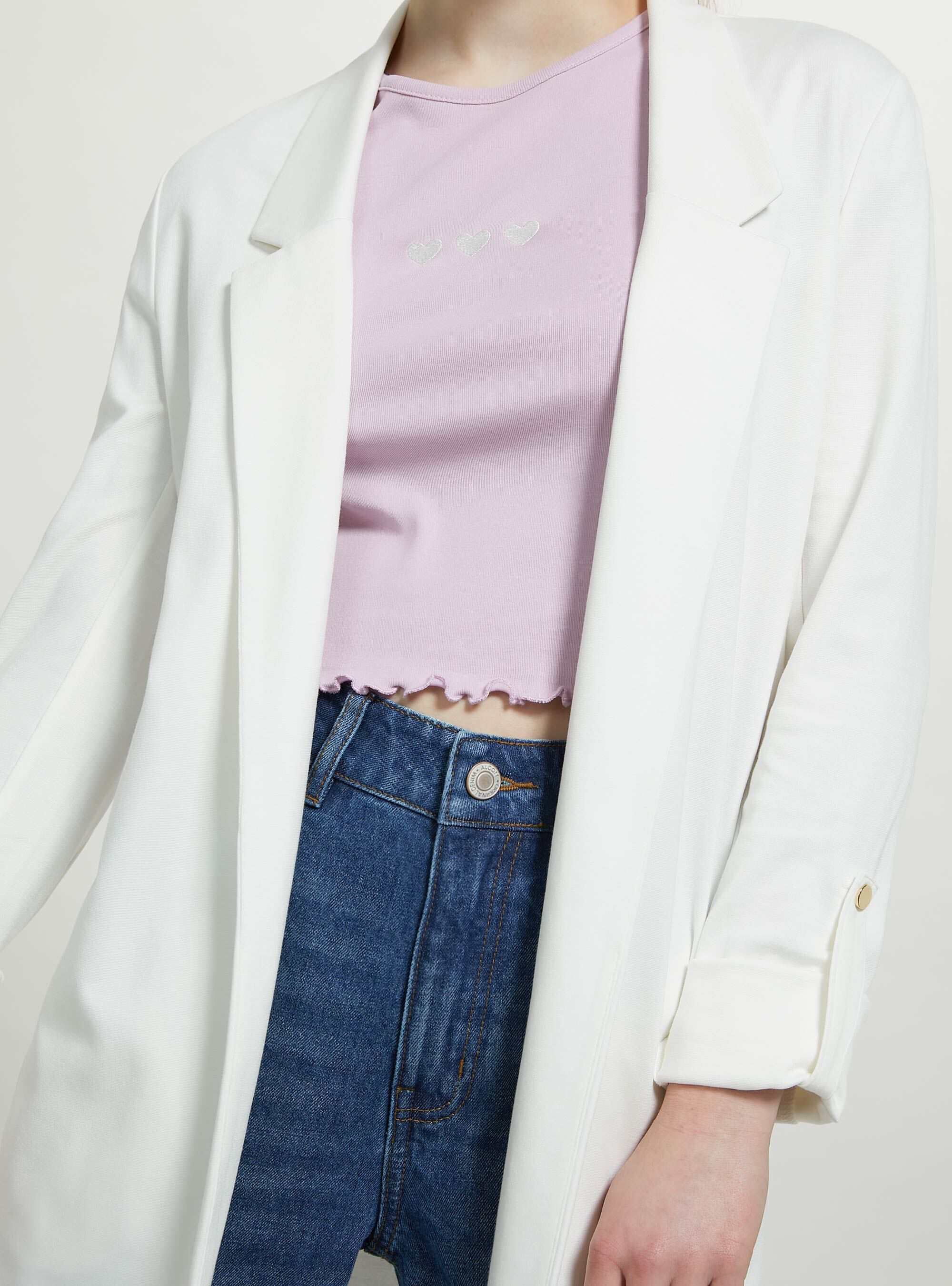 Americana larga lisa, WH1 OFF WHITE