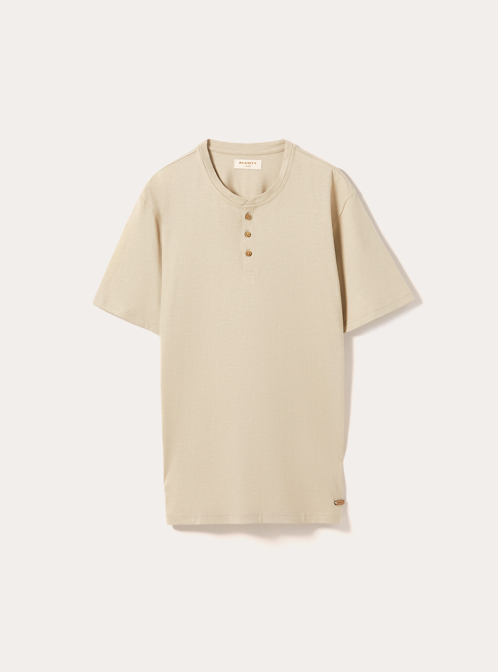 Serafino-T-Shirt aus Baumwolle, BG2 BEIGE MEDIUM