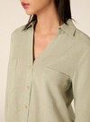 Linen-blend shirt with a V-neck, SG3 SAGE LIGHT