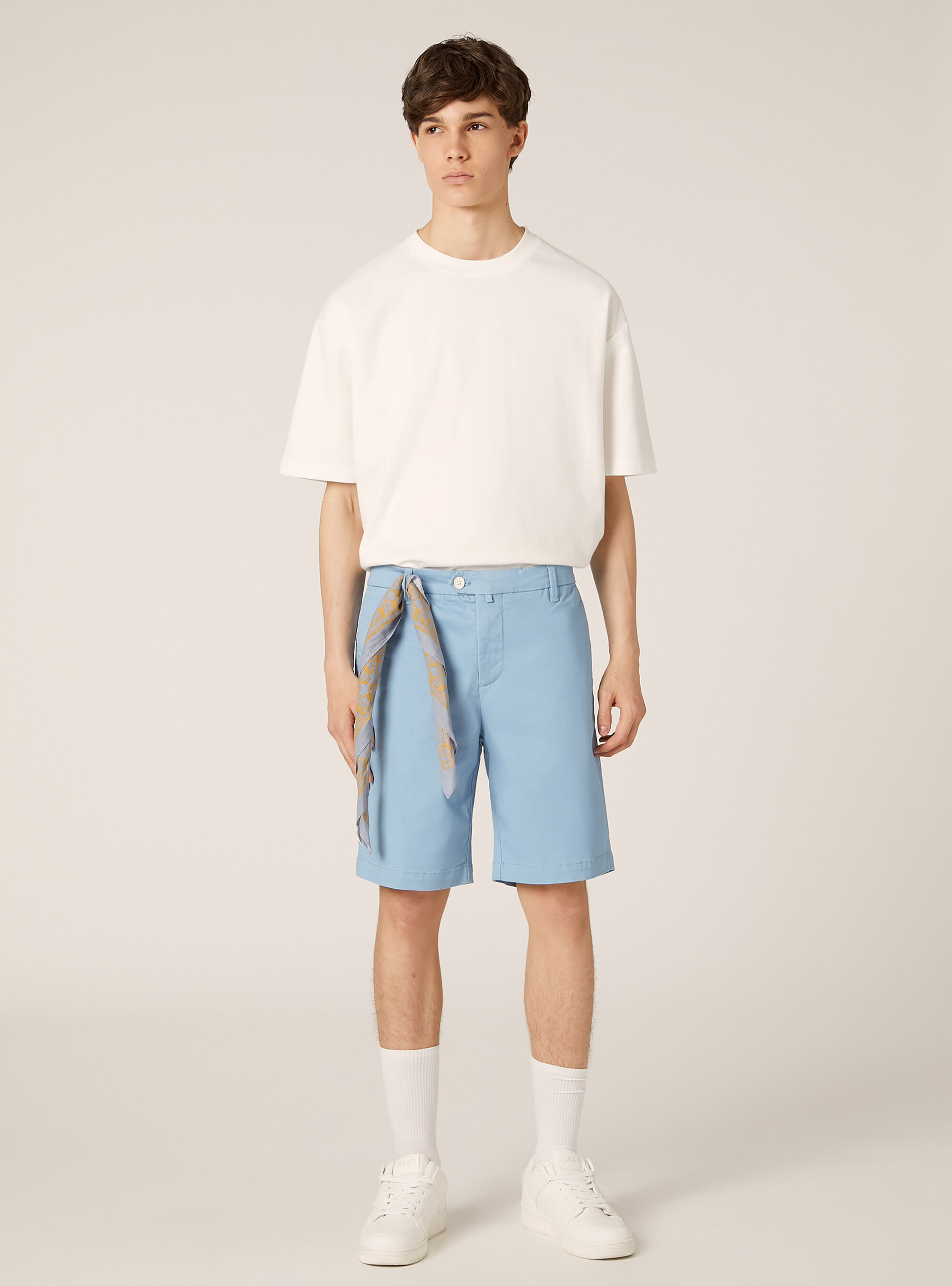 Bermudas de algod&oacute;n de sarga el&aacute;stica, AZ2 AZURE MEDIUM