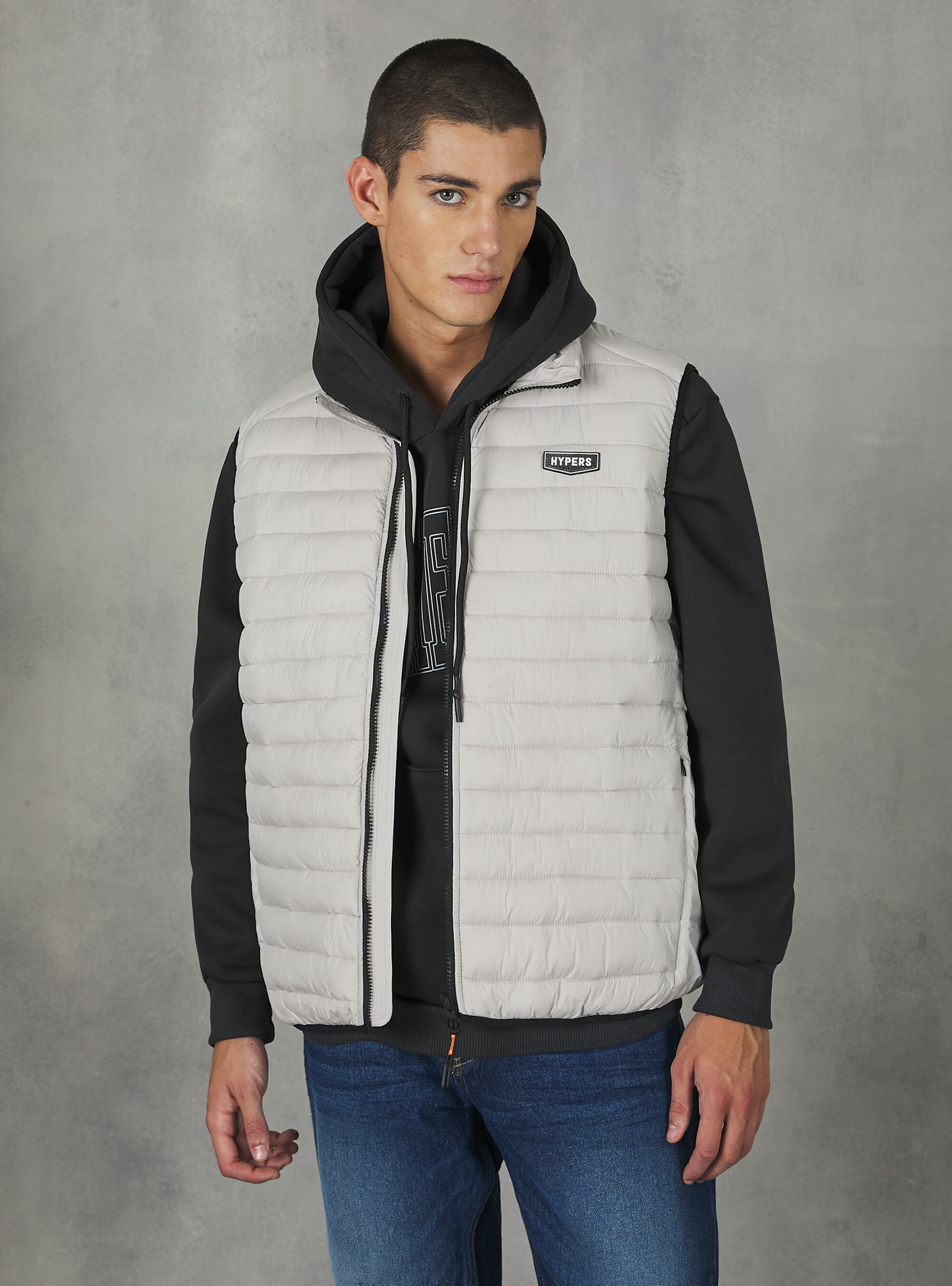 Padded sleeve jacket with contrasting zip, WH1 OFF WHITE