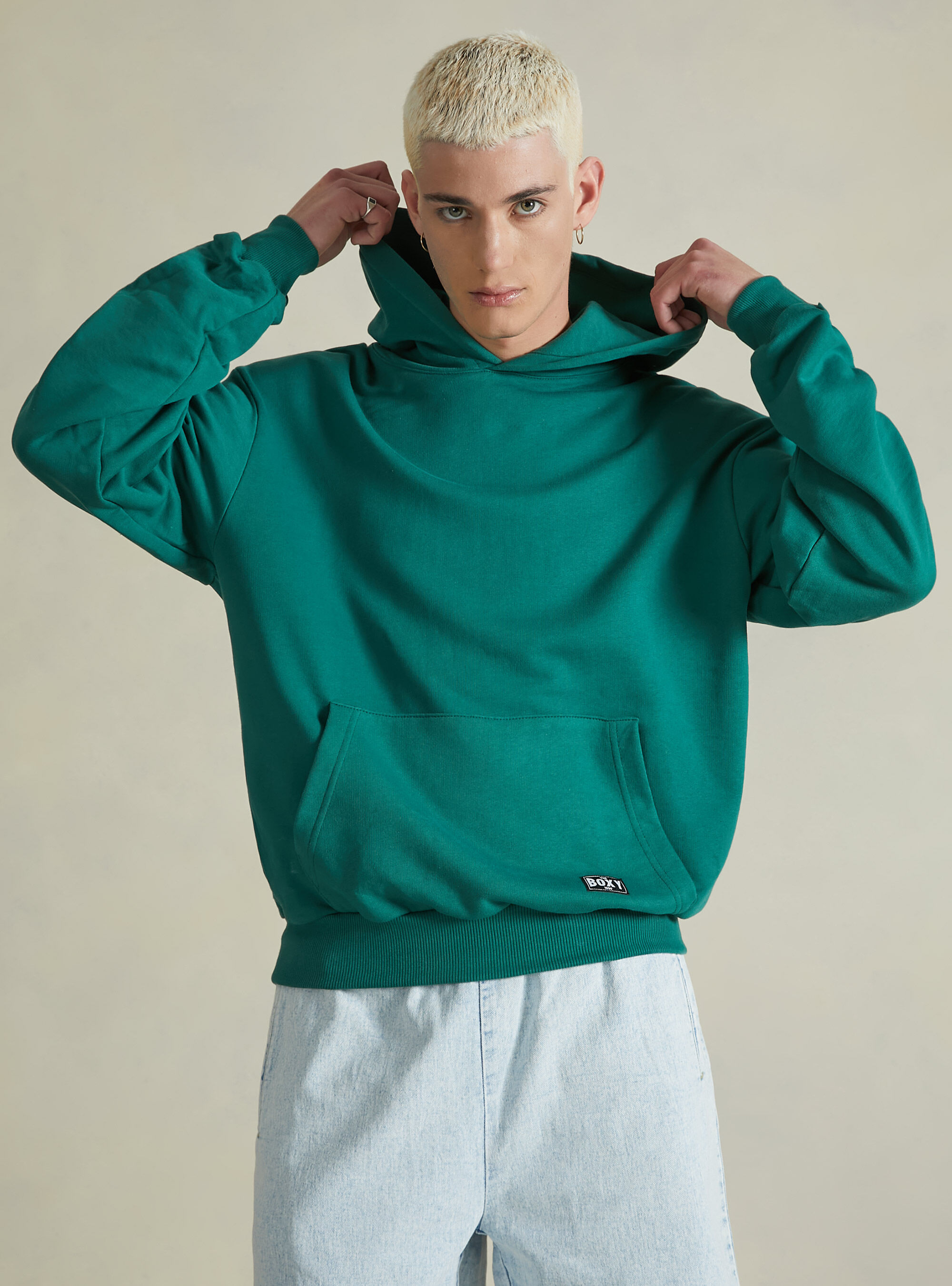Boxy fit hoodie, GN2 GREEN MEDIUM