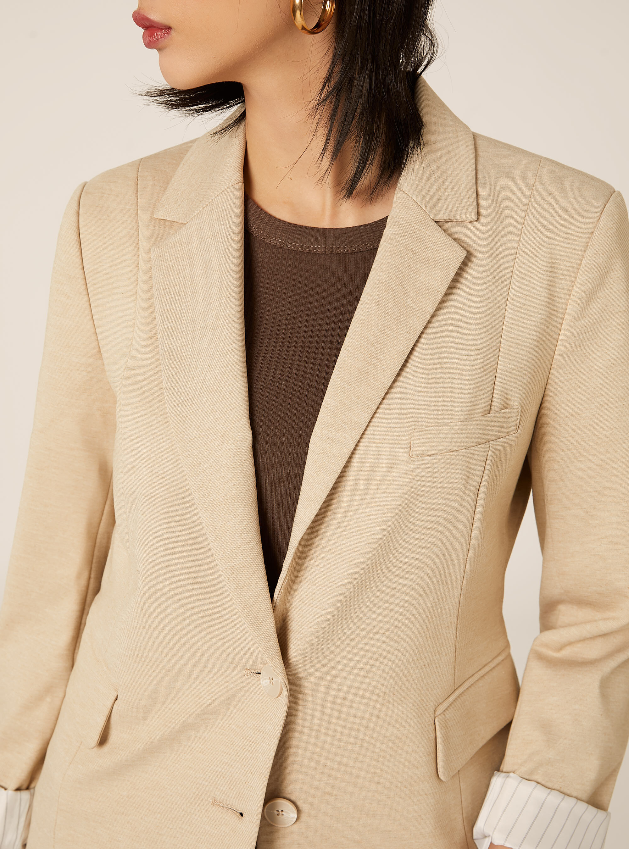 Jersey blazer, MBG2 BEIGE MEL MED