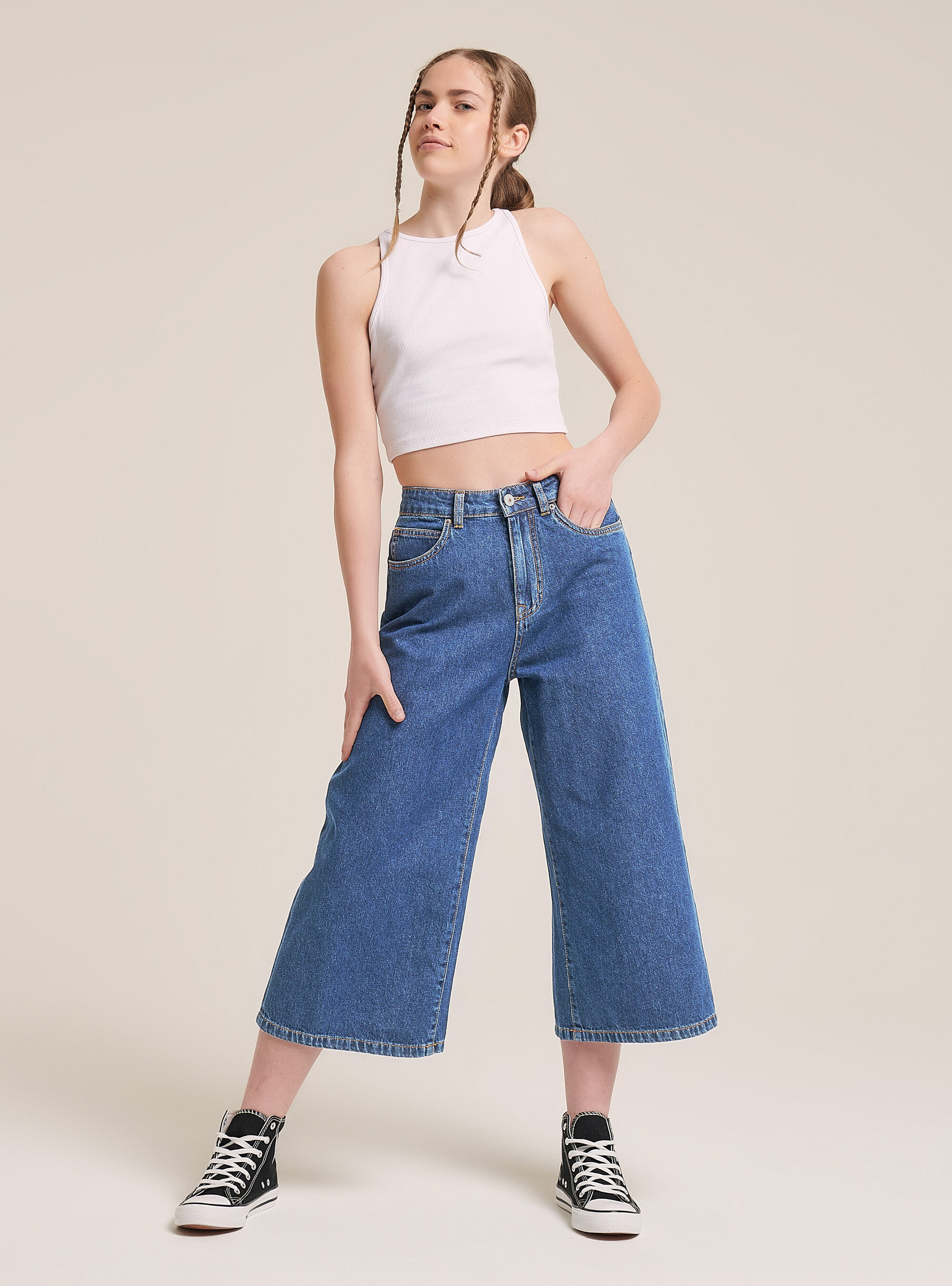 Jeans culotte high waist
