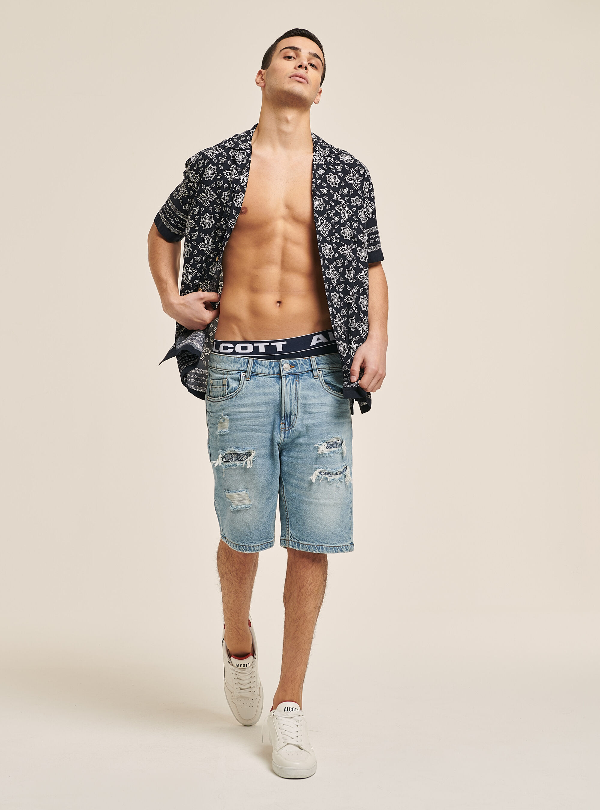 Chemise &agrave; manches courtes avec imprim&eacute; cachemire, PESLEY