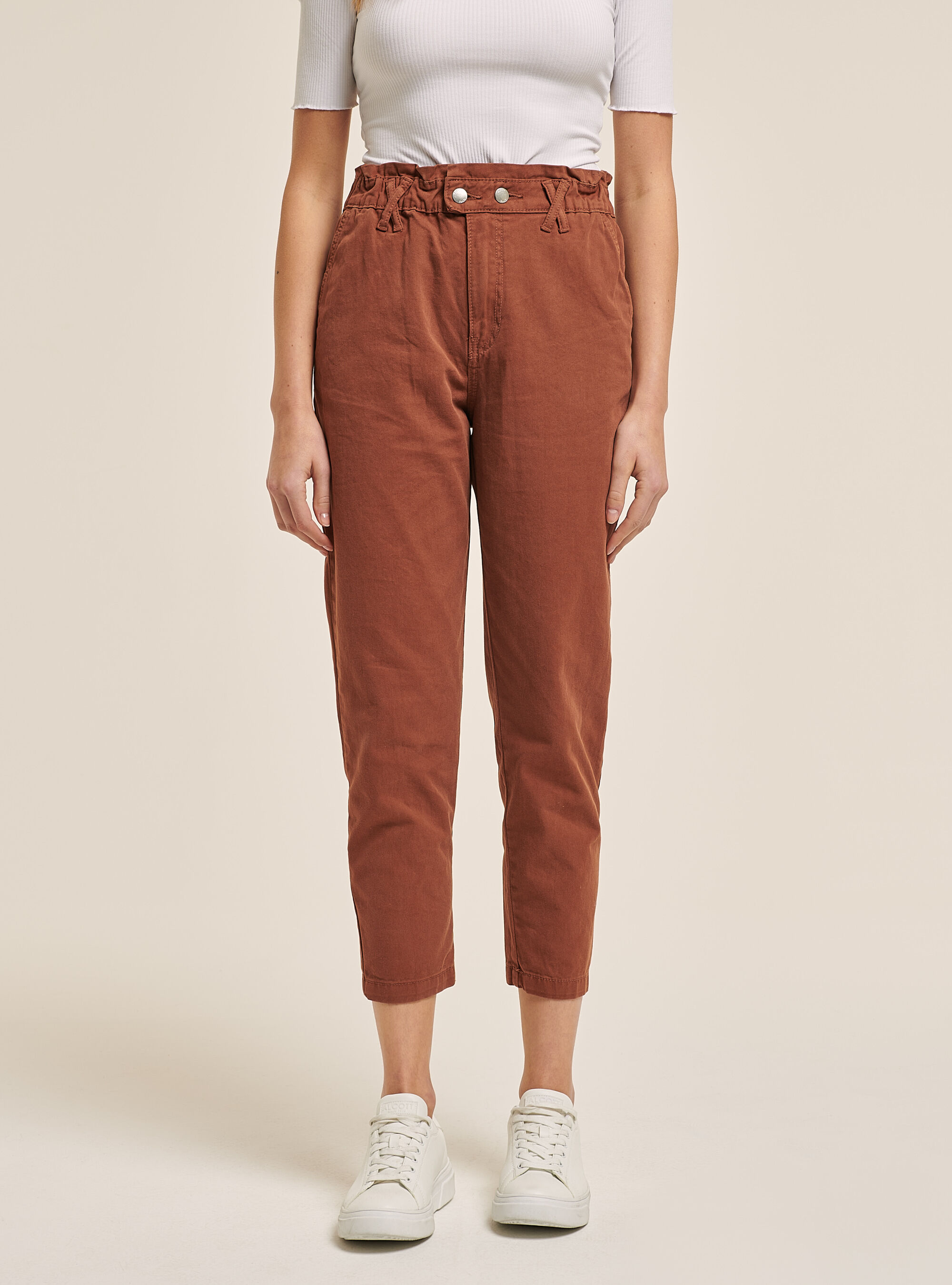 Pantaloni baggy in cotone, C3401 RUSTY