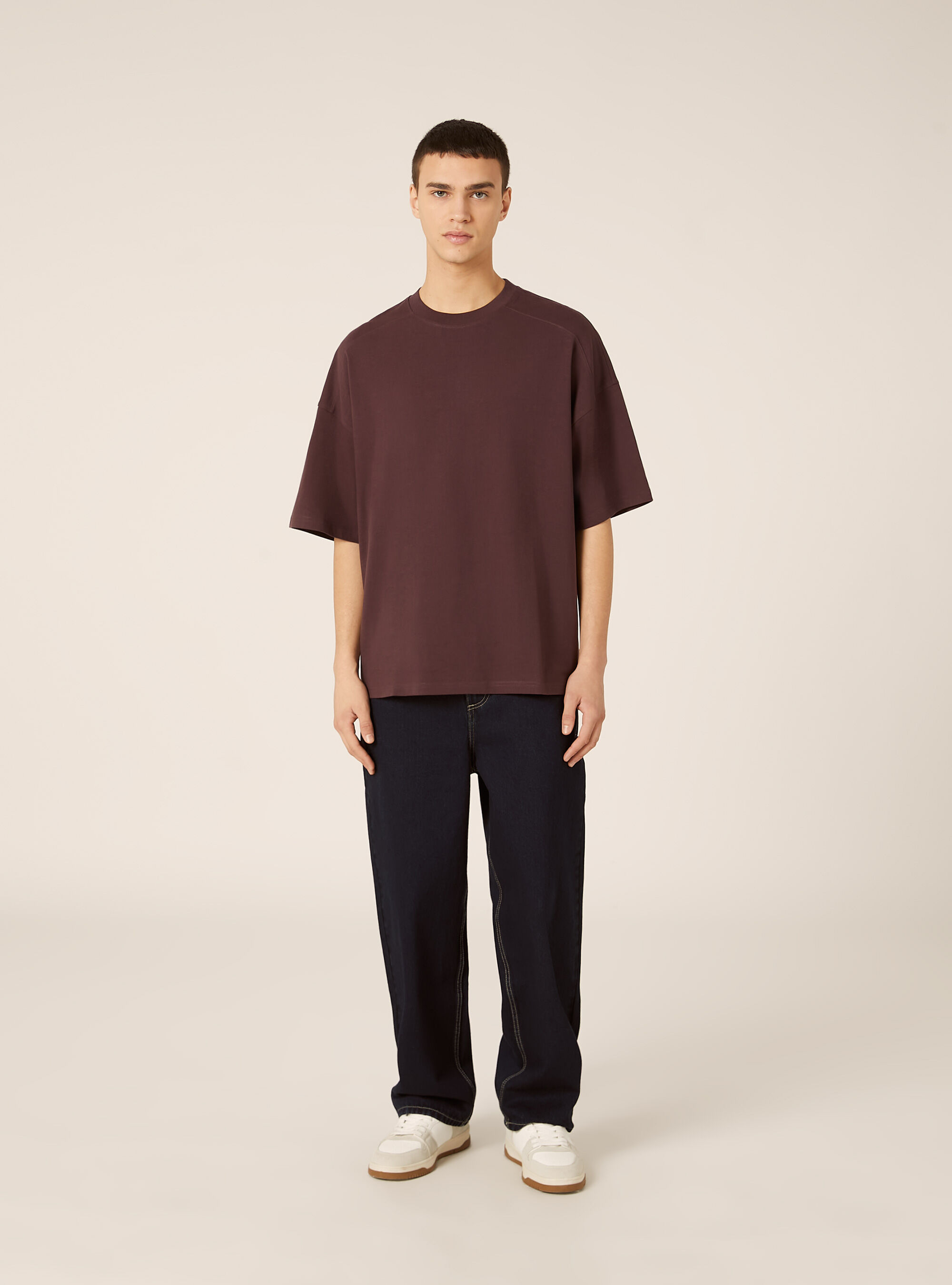 T-shirt coupe boxy &agrave; manches courtes et &eacute;paules tombantes, VI2 VIOLET MEDIUM