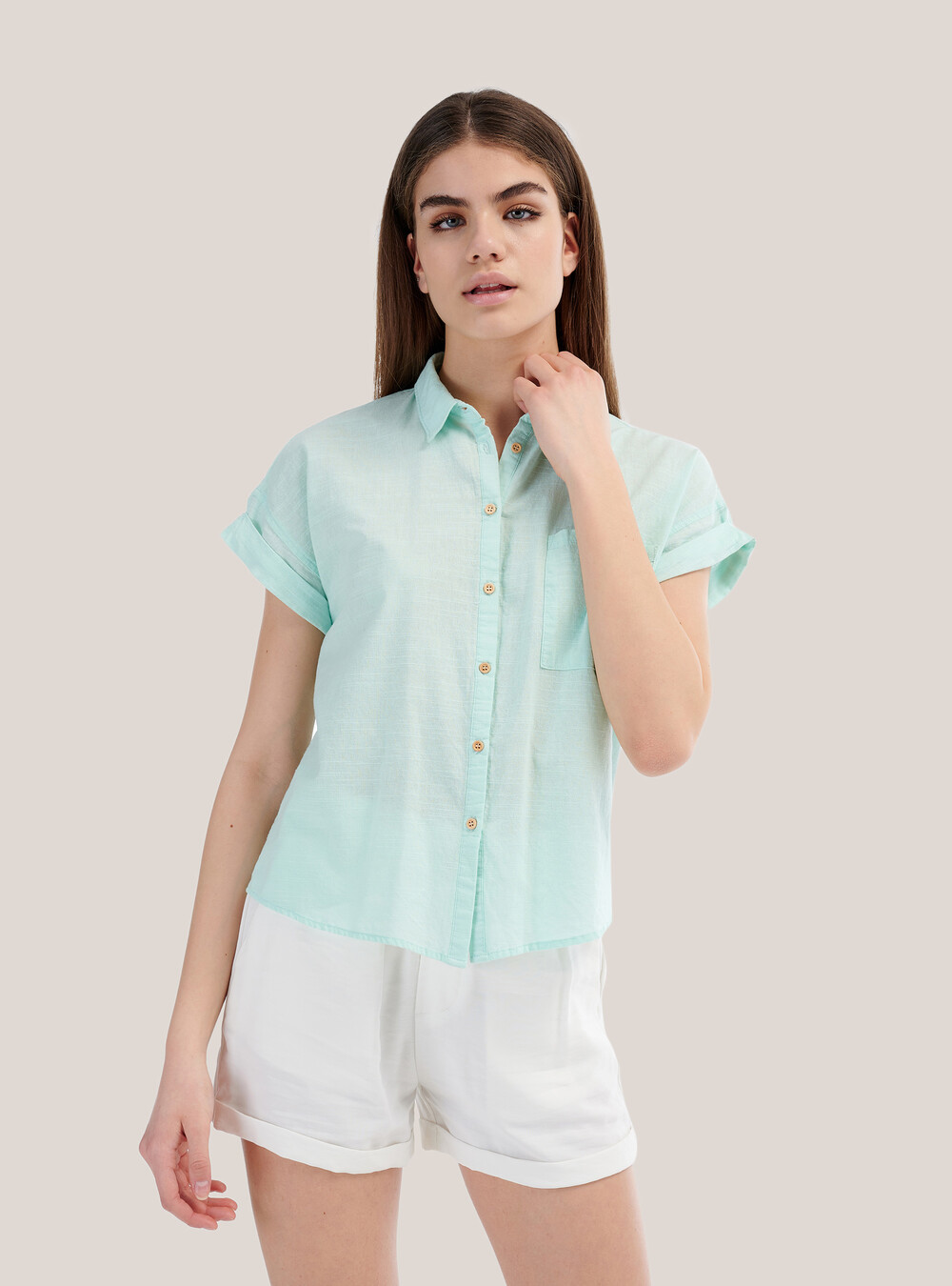 Camicia da donna maniche corte Rosso | Fruit of the Loom Camicia da donna maniche corte Rosso | Fruit of the Loom