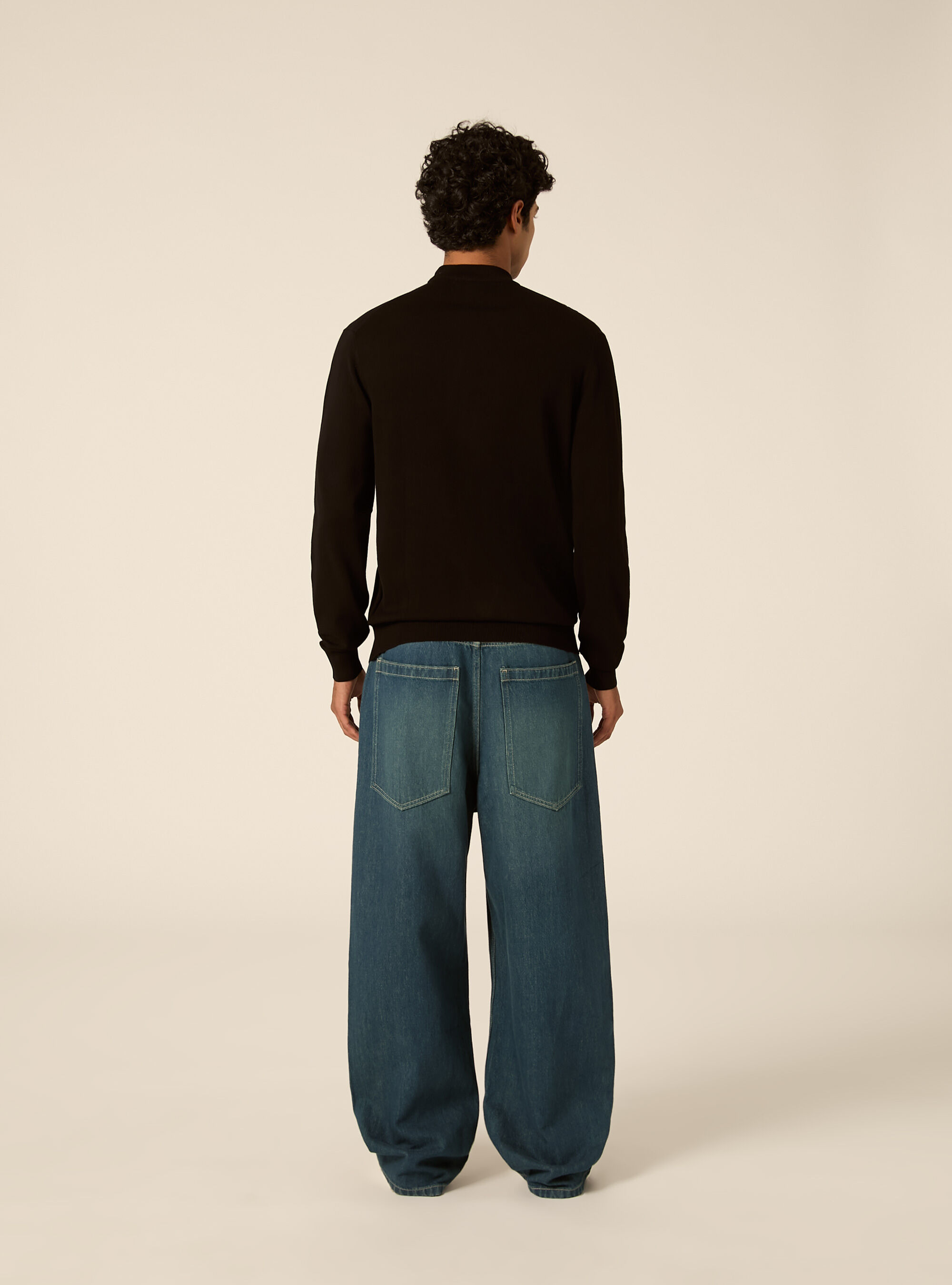 Maglia mezzocollo rasata, NERO