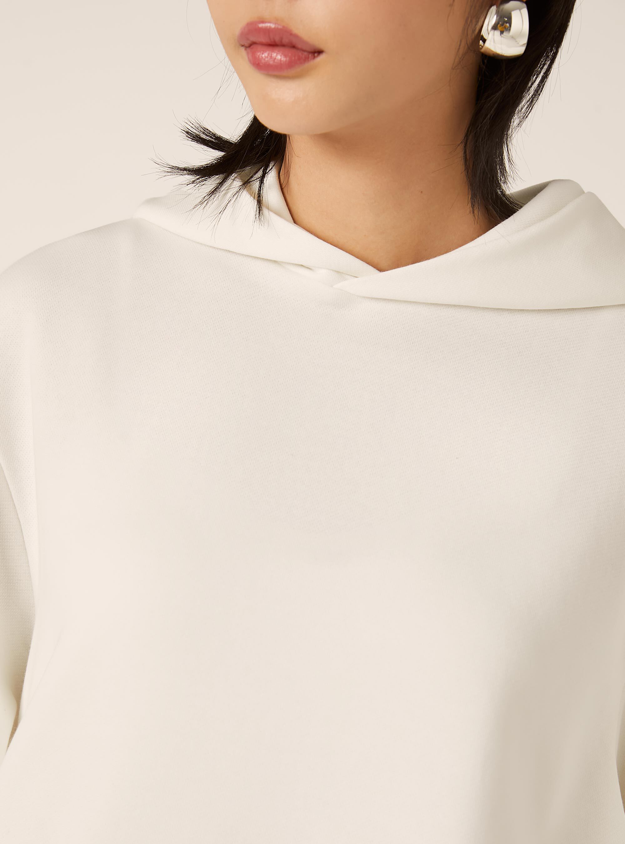 Felpa con cappuccio boxy, WH1 OFF WHITE